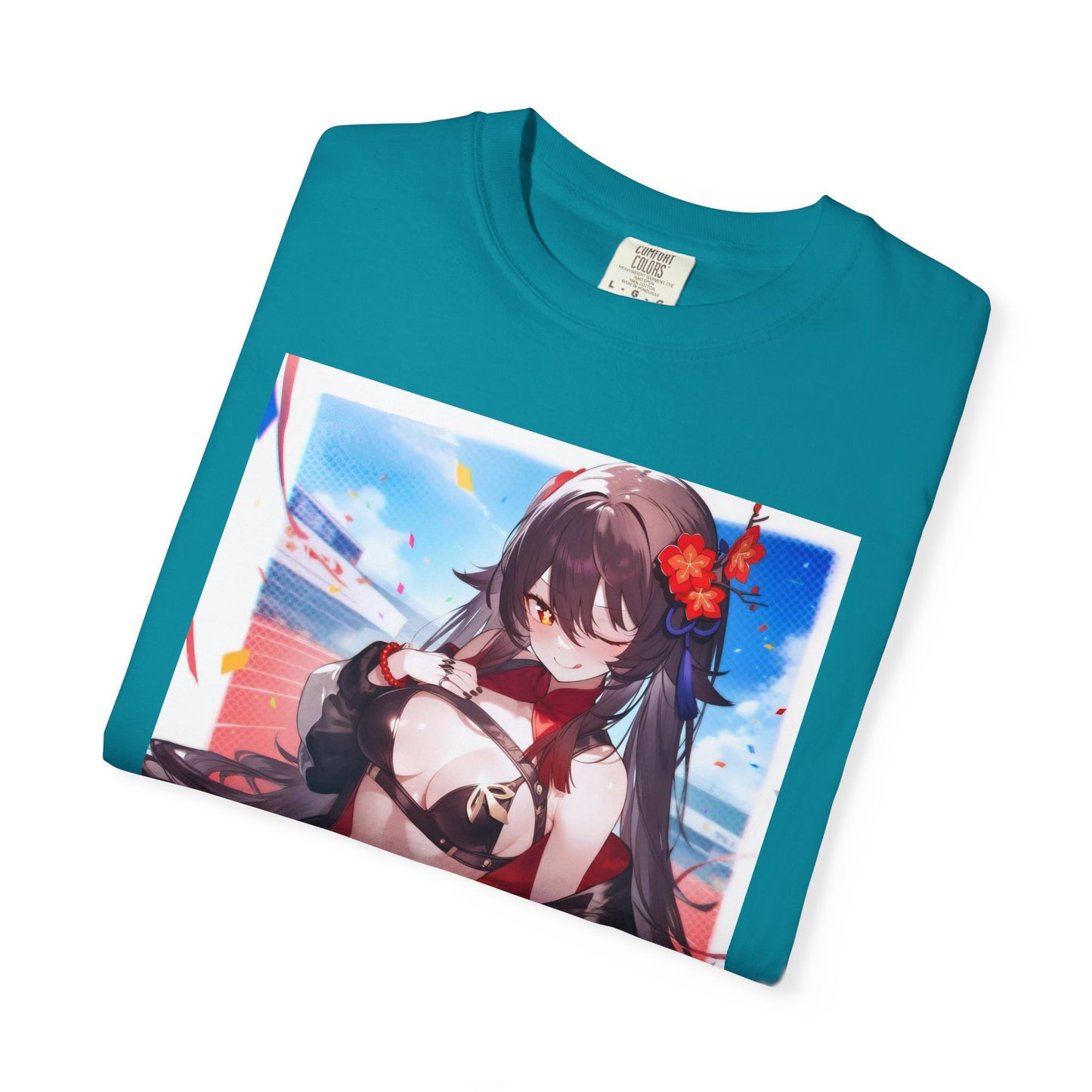 Anime-Inspired lewd type Garment-Dyed T-shirt, Perfect for Anime Fans, Casual Wear, Gift for Holidays, Unique Streetwear Look, Comfortable Summer Tee