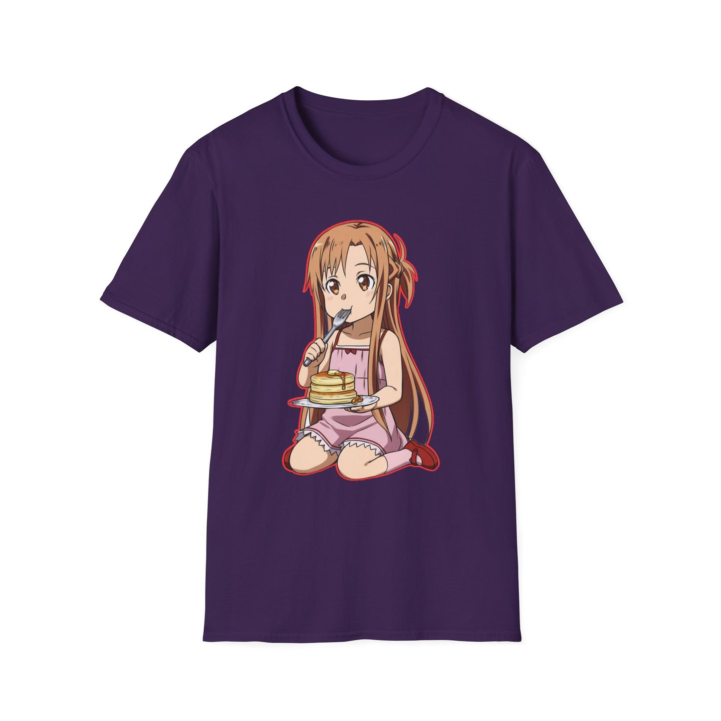 Anime Character Pancakes sao Unisex Softstyle T-Shirt, Cute Graphic Tee, Gift for Fans, Casual Wear, Cosplay Event
