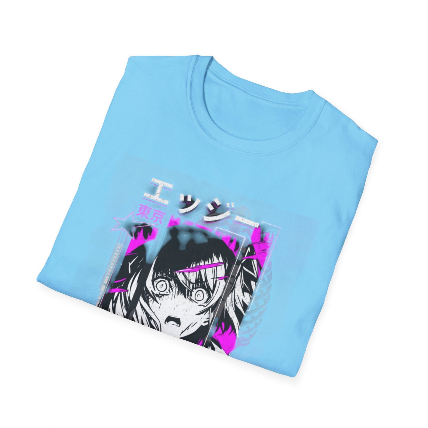 Anime Graphic T-Shirt, Unisex Softstyle Tee, Casual Wear, Gift for Anime Lovers, Cool Streetwear, Manga Inspired Apparel