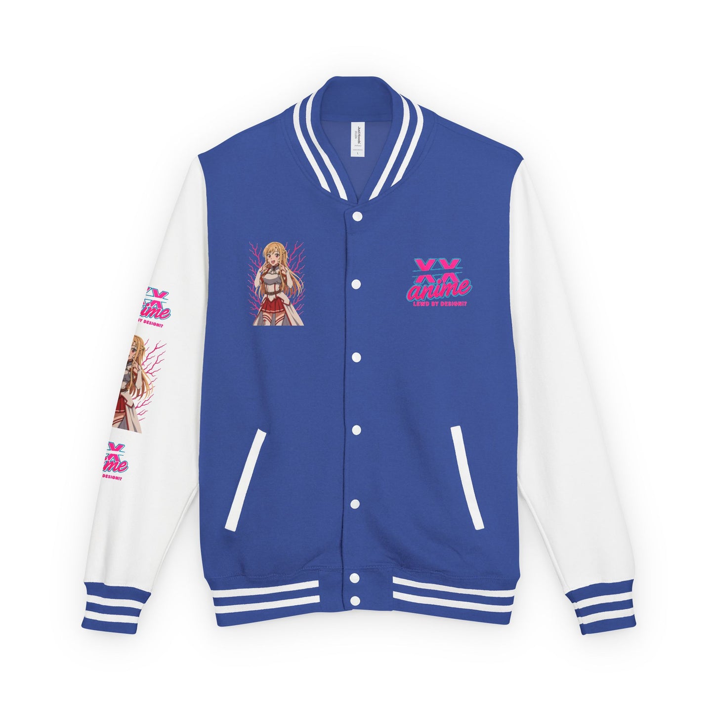 Trendy Unisex Heavyweight Letterman Jacket with Character Design - Cozy Apparel, Stylish Gifts, Casual Wear, Sports Jacket, Festival Fashion