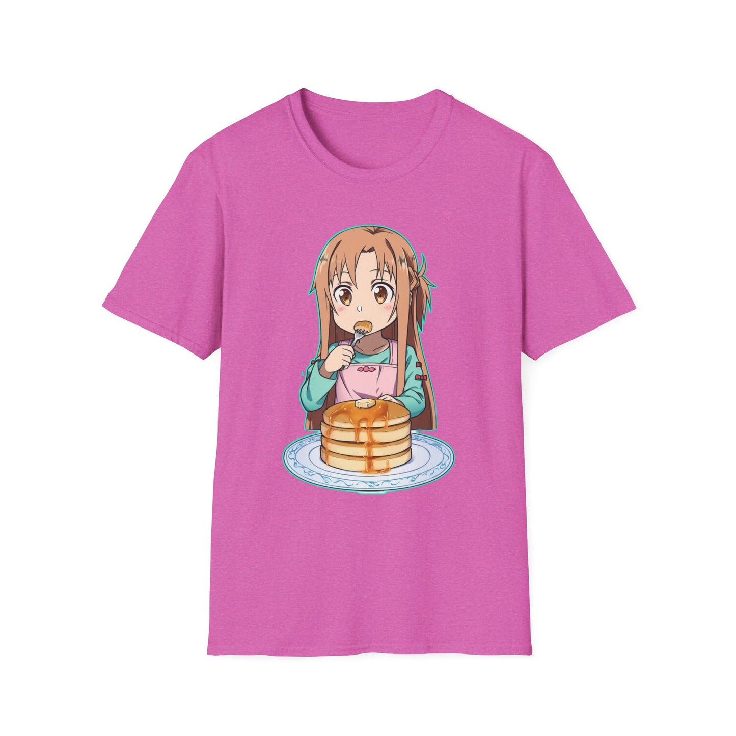 Kawaii Pancake Lover sao T-Shirt, Cute Anime Tee, Foodie Gift, Unisex Softstyle Tee, Perfect for Pancake Day, Birthday, Everyday Wear