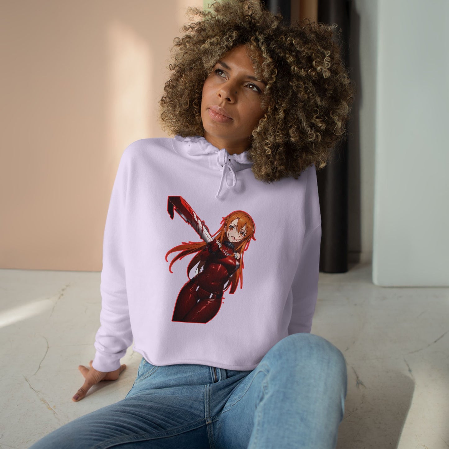 of Trendy Crop Hoodie sao 3 with Unique Designs, Anime Aesthetic, Casual Streetwear, Gift for Fans, Fashion Statement