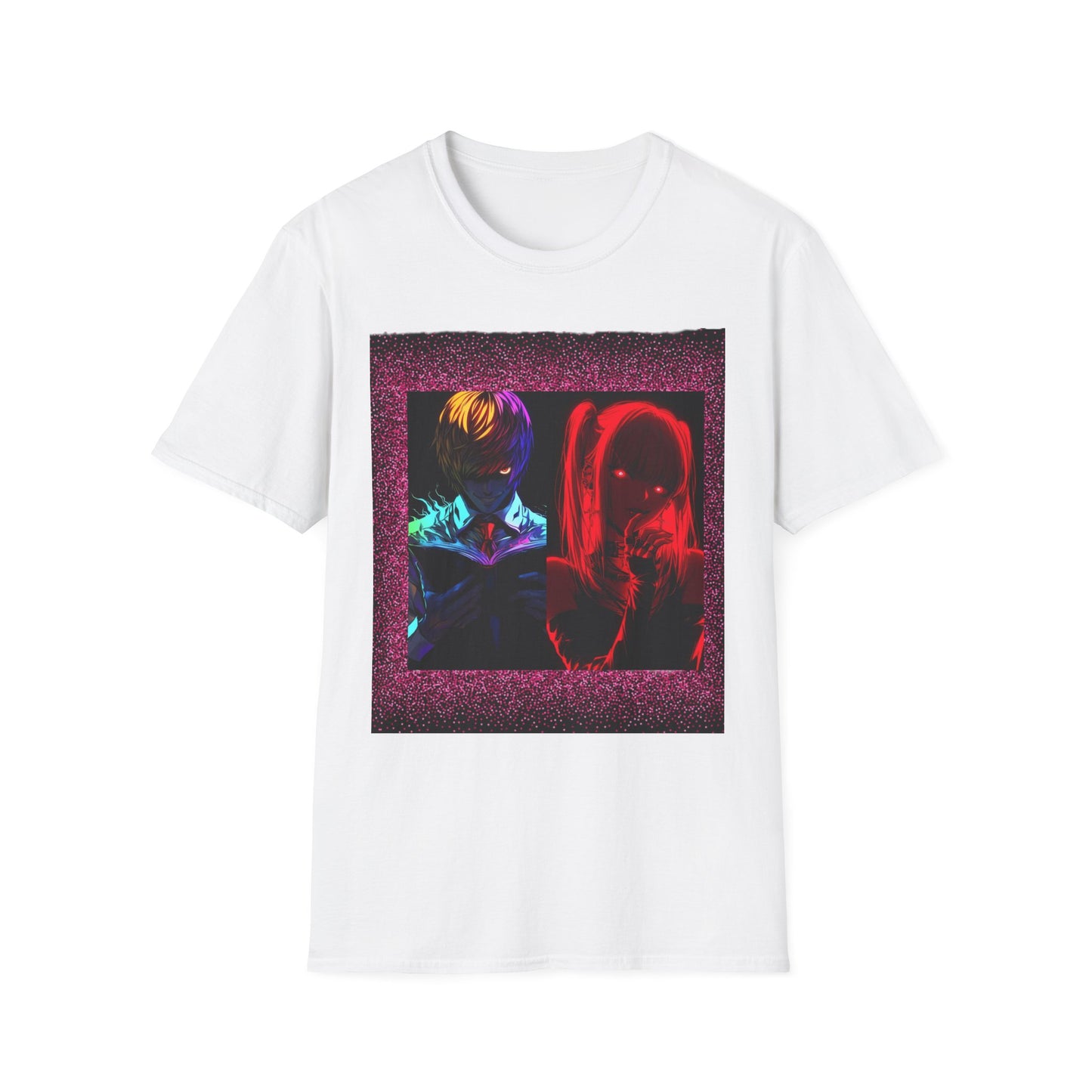 Dn Vibrant Graphic Tee: Unisex Softstyle T-Shirt, Retro Art Shirt, Casual Wear, Gift for Anime Lovers, Statement T-Shirt