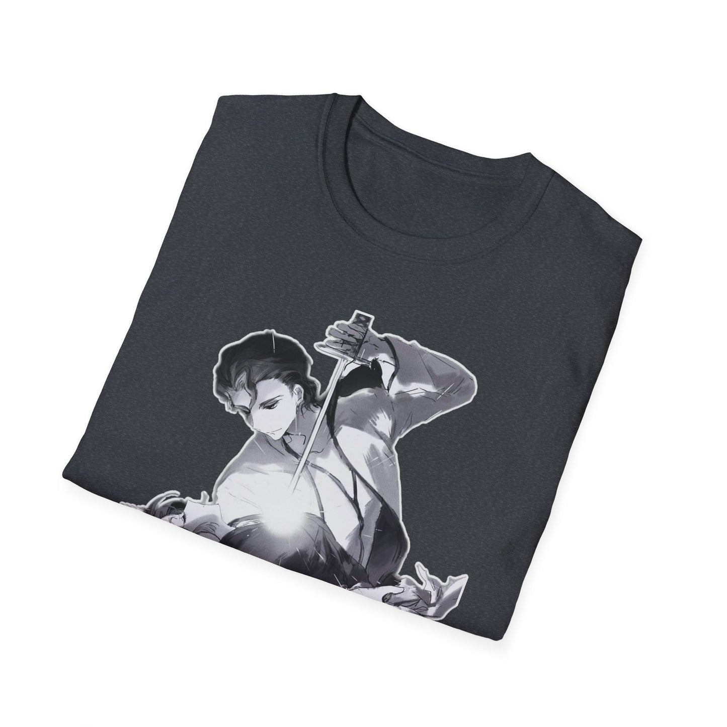 Artistic Unisex bleach 4 Softstyle T-Shirt with Dramatic Black & White Design, Casual Wear, Gift for Art Lovers, Streetwear, Everyday Comfort