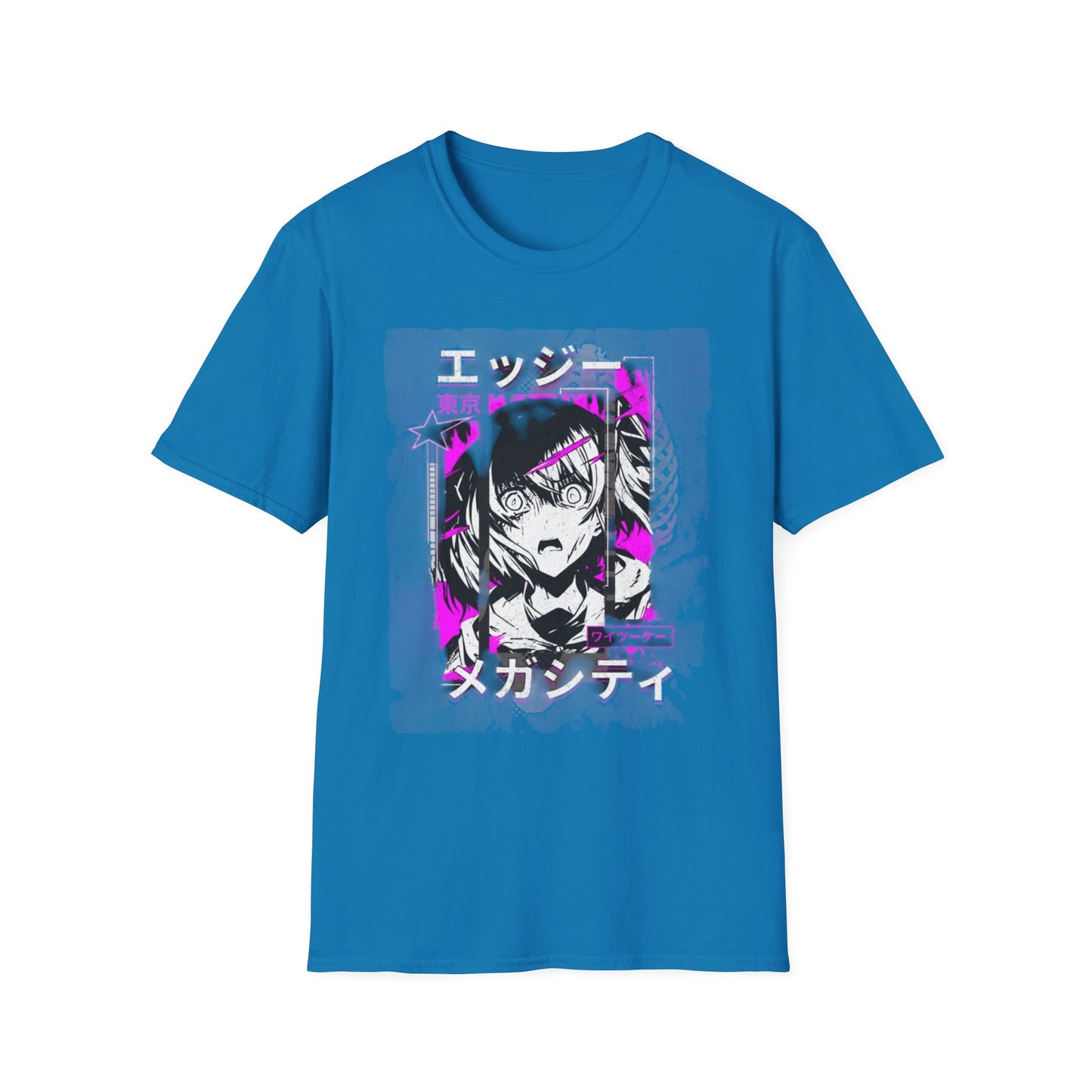 Anime Graphic T-Shirt, Unisex Softstyle Tee, Casual Wear, Gift for Anime Lovers, Cool Streetwear, Manga Inspired Apparel
