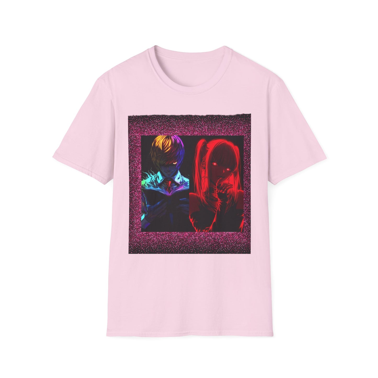 Dn Vibrant Graphic Tee: Unisex Softstyle T-Shirt, Retro Art Shirt, Casual Wear, Gift for Anime Lovers, Statement T-Shirt