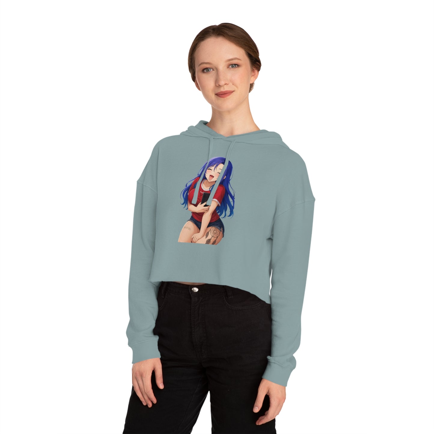 Anime-Inspired Cropped Hoodie - Cute & Sassy, Streetwear Fashion, Gift for Her, Cosplay, Casual Wear, Anime Lovers