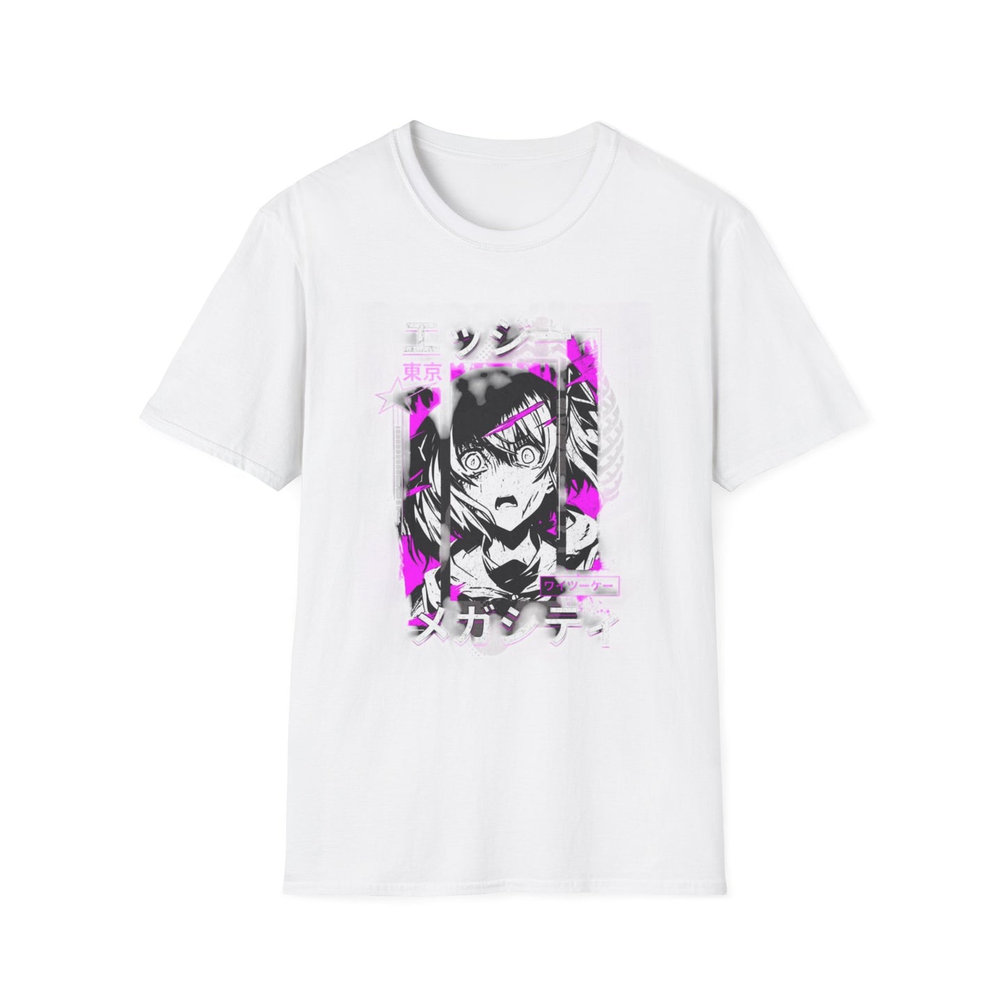 Anime Graphic T-Shirt, Unisex Softstyle Tee, Casual Wear, Gift for Anime Lovers, Cool Streetwear, Manga Inspired Apparel