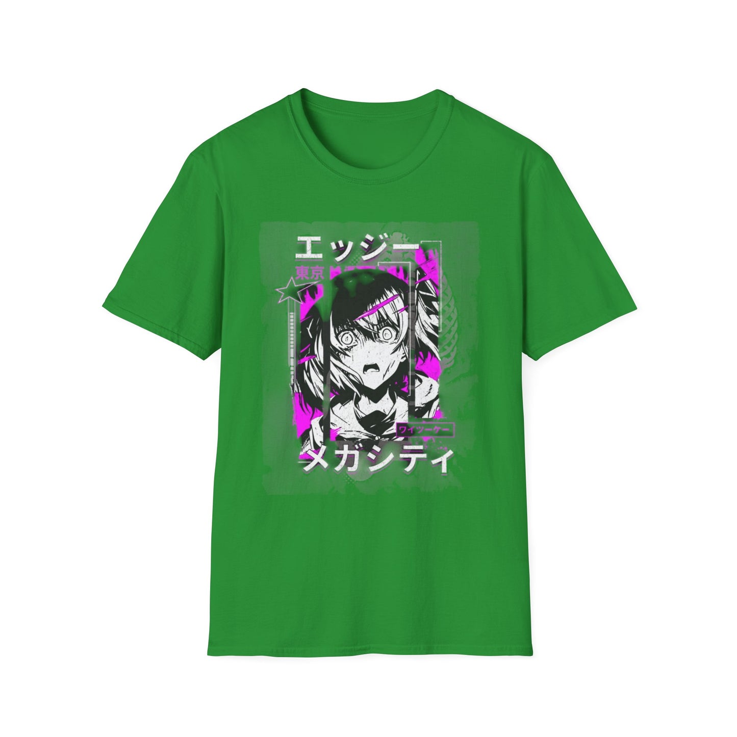 Anime Graphic T-Shirt, Unisex Softstyle Tee, Casual Wear, Gift for Anime Lovers, Cool Streetwear, Manga Inspired Apparel