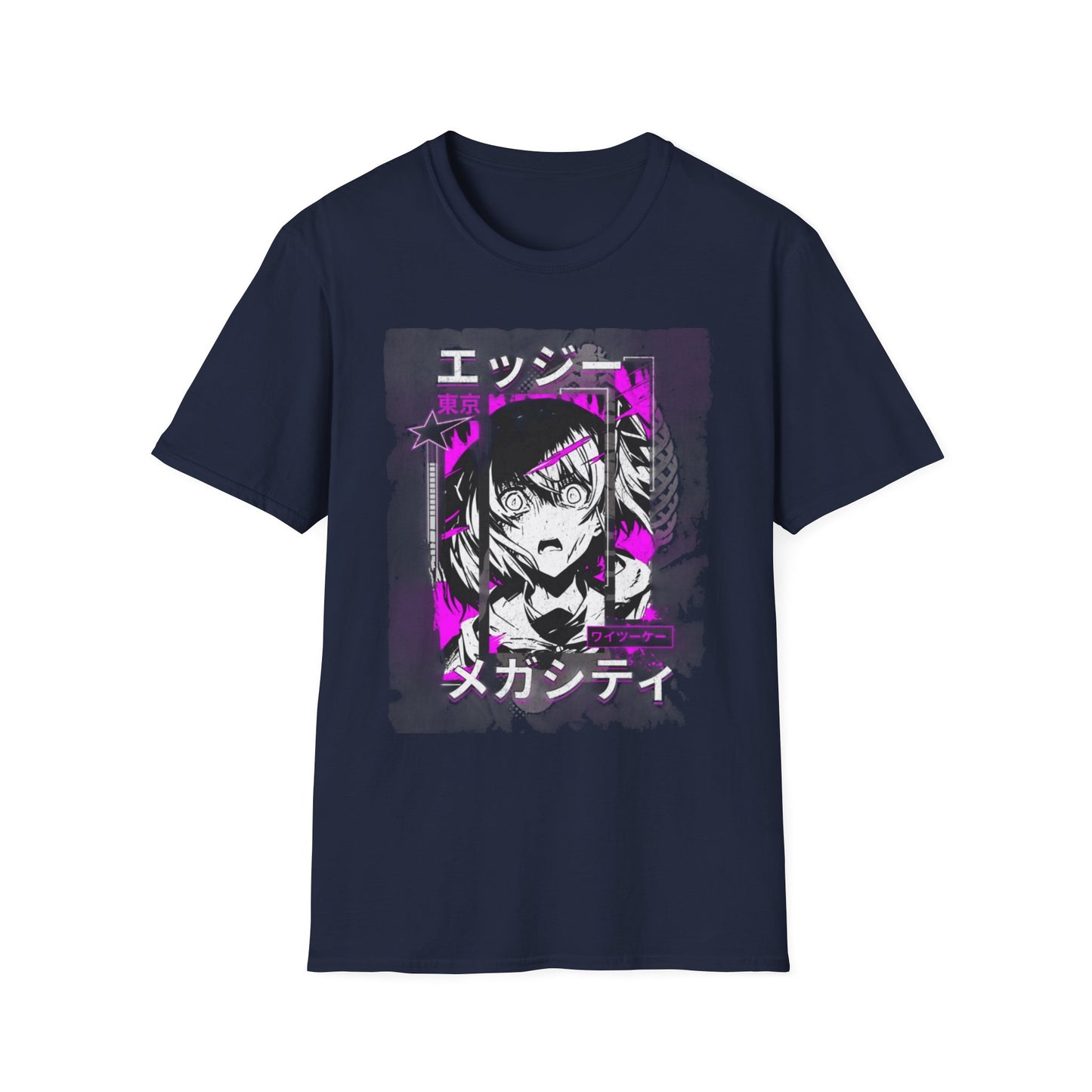 Anime Graphic T-Shirt, Unisex Softstyle Tee, Casual Wear, Gift for Anime Lovers, Cool Streetwear, Manga Inspired Apparel