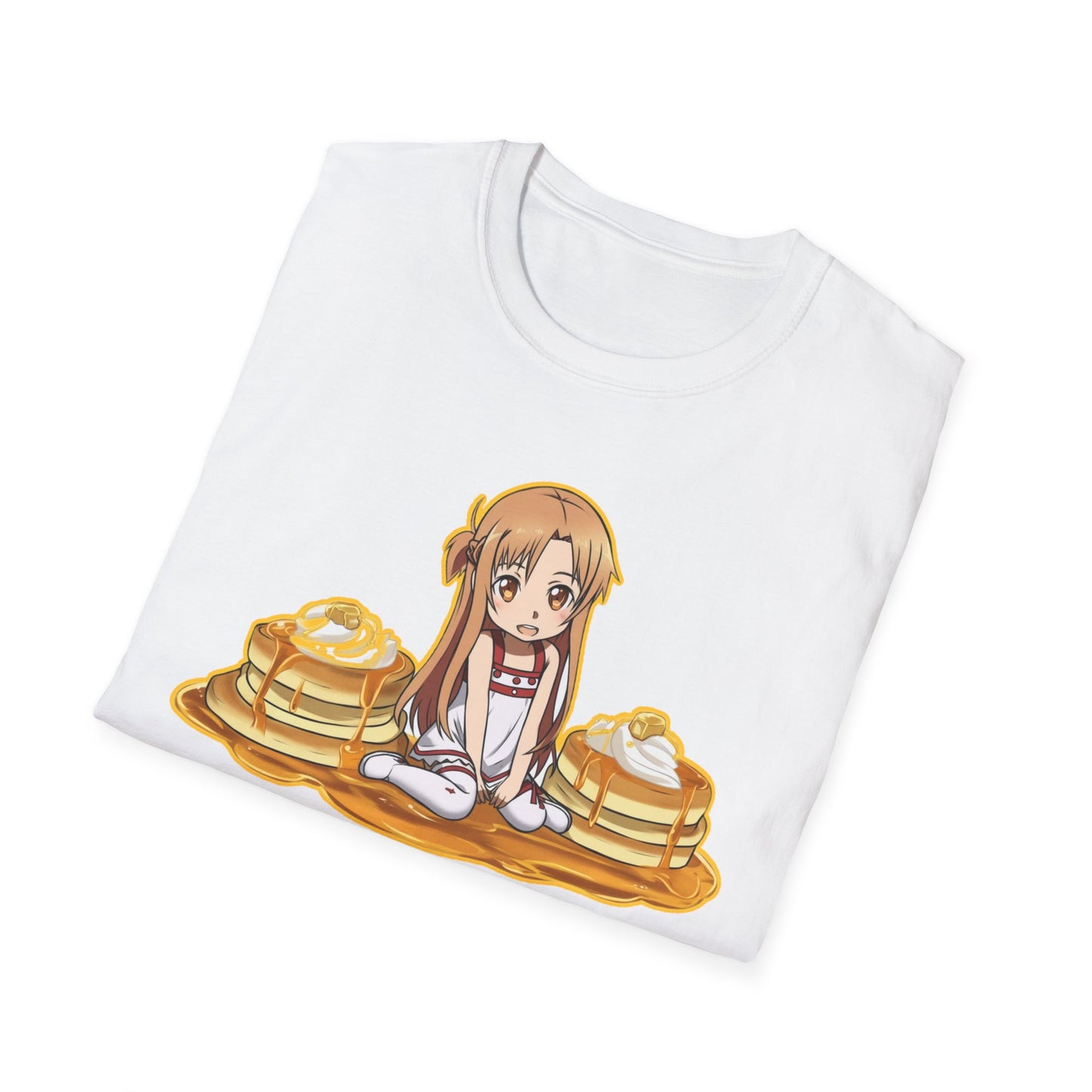 Cute Pancake Anime sao 2 T-Shirt, Fun Casual Wear, Kawaii Gift, Food Lover Style, Unique Graphic Tee, Perfect for Everyday Comfort