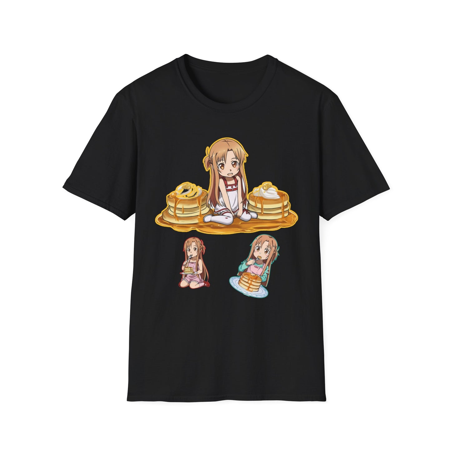 Cute Pancake Anime sao 2 T-Shirt, Fun Casual Wear, Kawaii Gift, Food Lover Style, Unique Graphic Tee, Perfect for Everyday Comfort