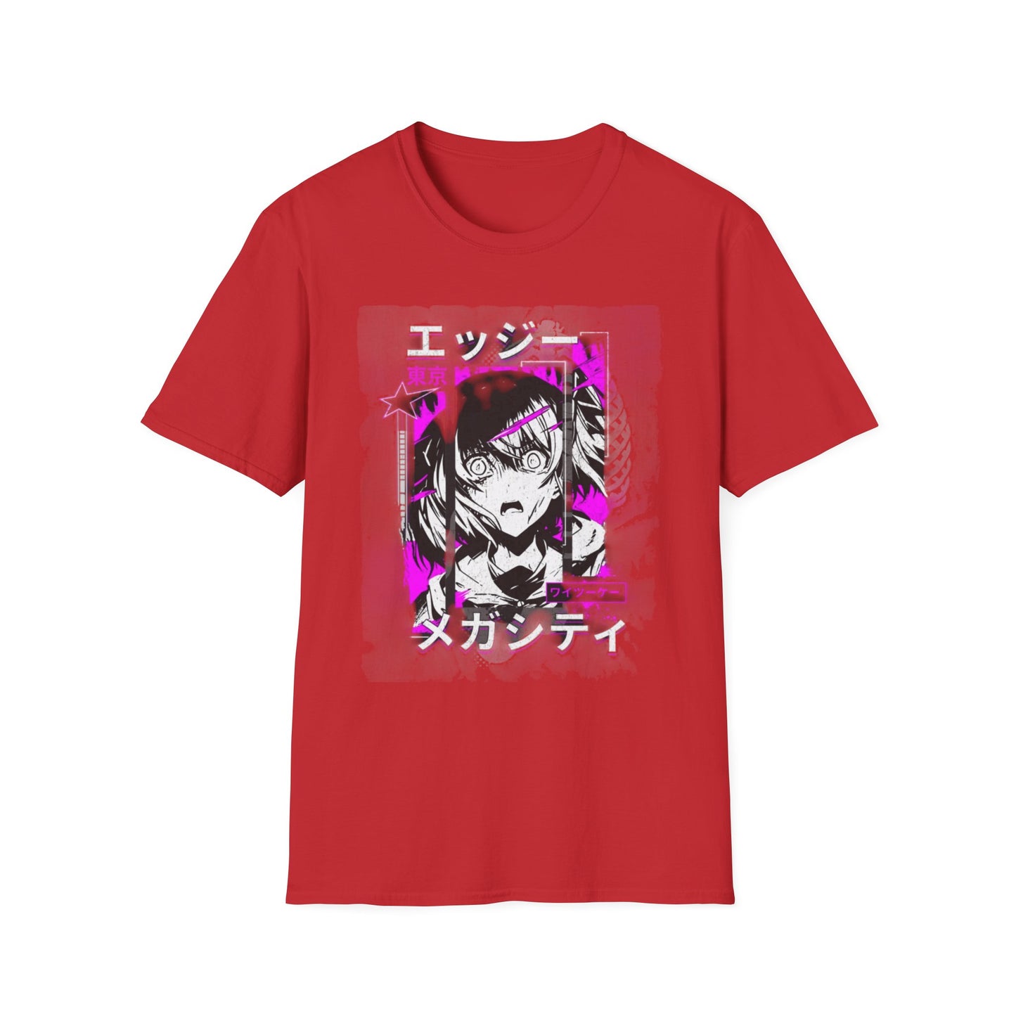 Anime Graphic T-Shirt, Unisex Softstyle Tee, Casual Wear, Gift for Anime Lovers, Cool Streetwear, Manga Inspired Apparel