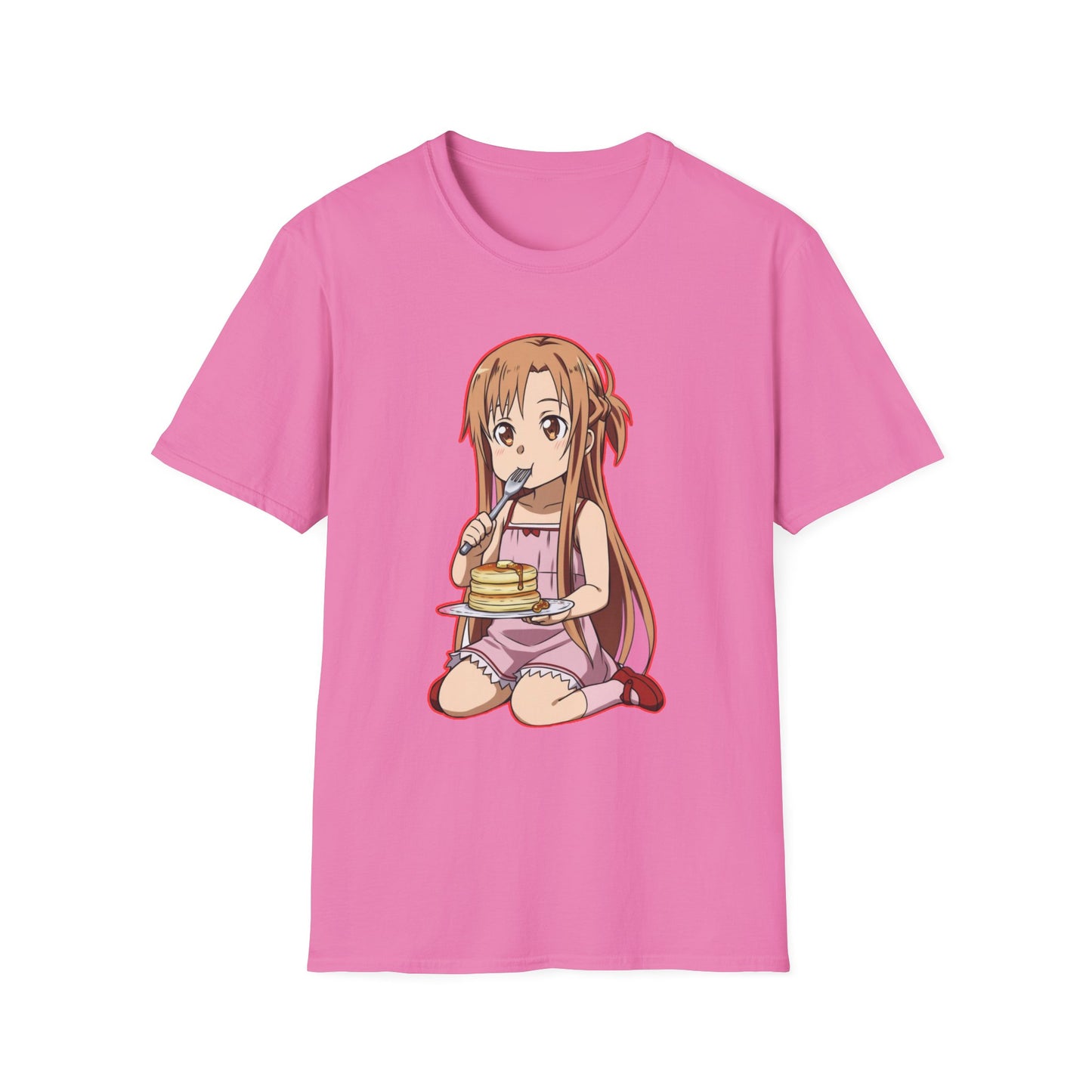 Anime Character Pancakes sao Unisex Softstyle T-Shirt, Cute Graphic Tee, Gift for Fans, Casual Wear, Cosplay Event