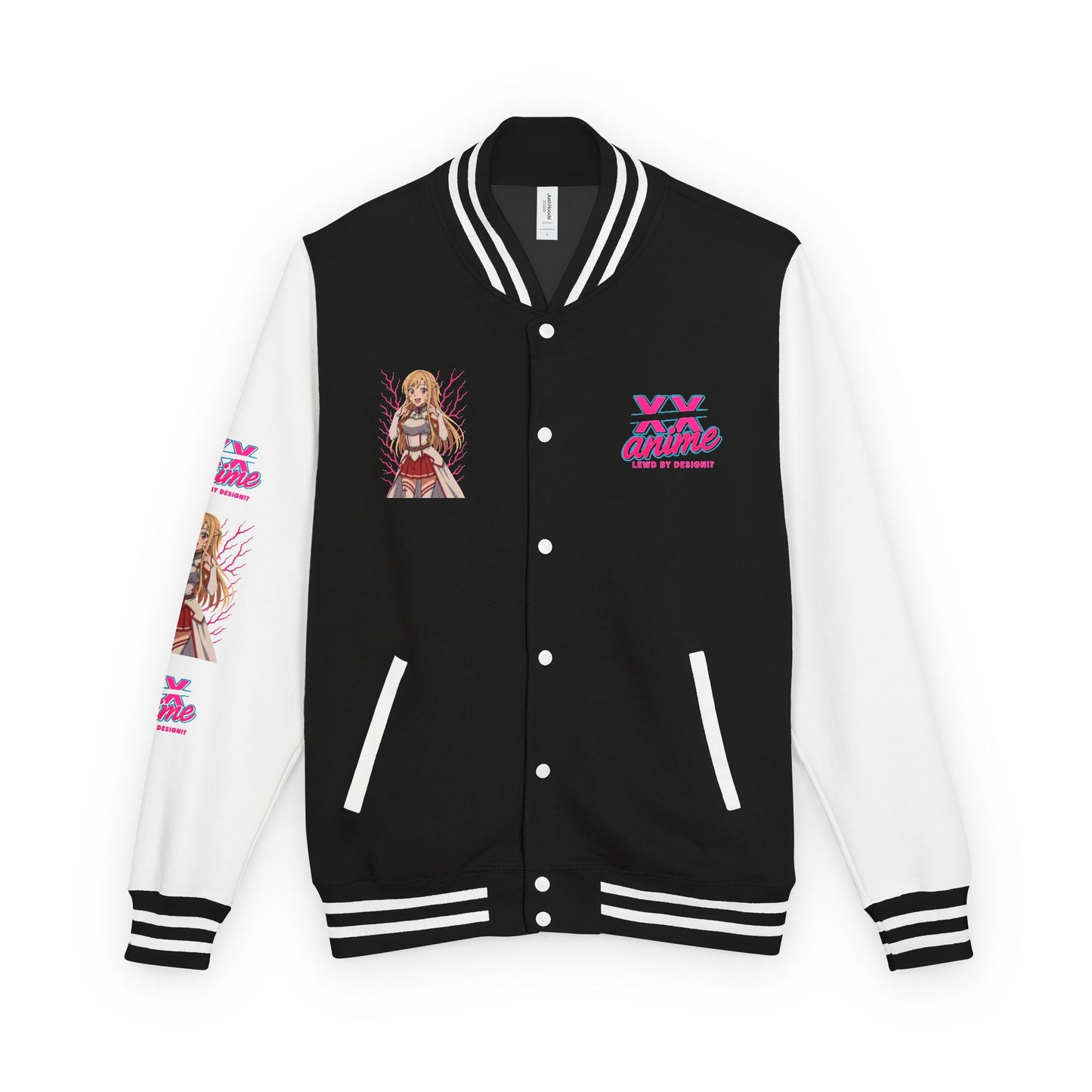 Trendy Unisex Heavyweight Letterman Jacket with Character Design - Cozy Apparel, Stylish Gifts, Casual Wear, Sports Jacket, Festival Fashion