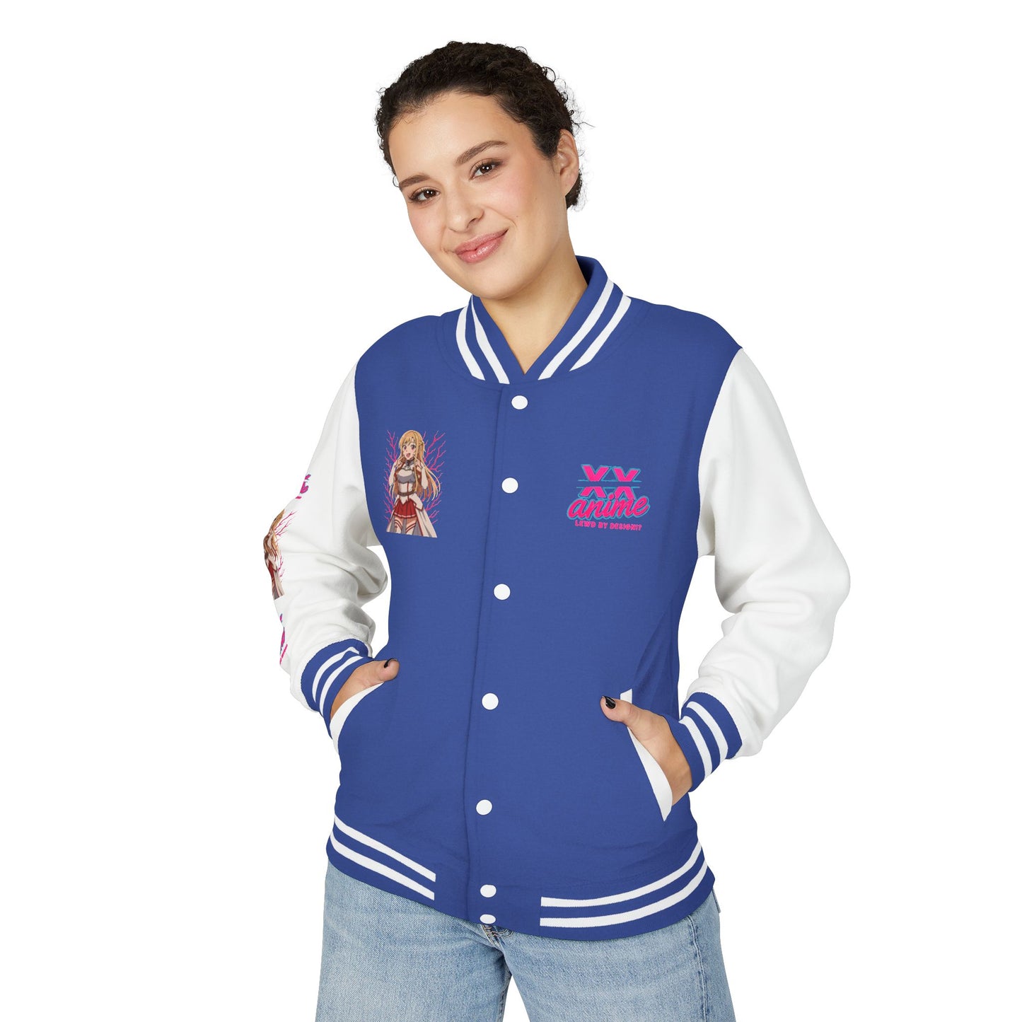 Trendy Unisex Heavyweight Letterman Jacket with Character Design - Cozy Apparel, Stylish Gifts, Casual Wear, Sports Jacket, Festival Fashion