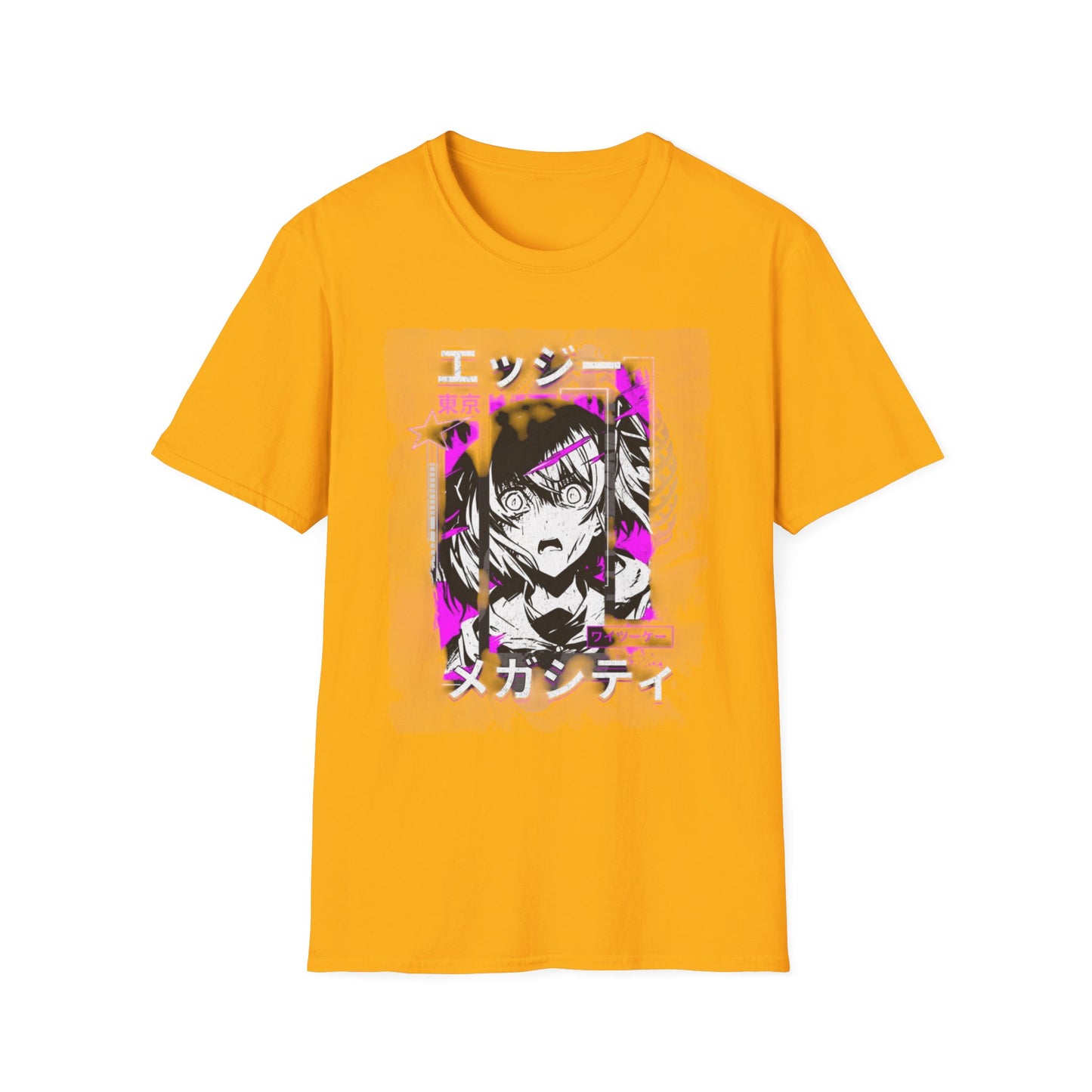 Anime Graphic T-Shirt, Unisex Softstyle Tee, Casual Wear, Gift for Anime Lovers, Cool Streetwear, Manga Inspired Apparel