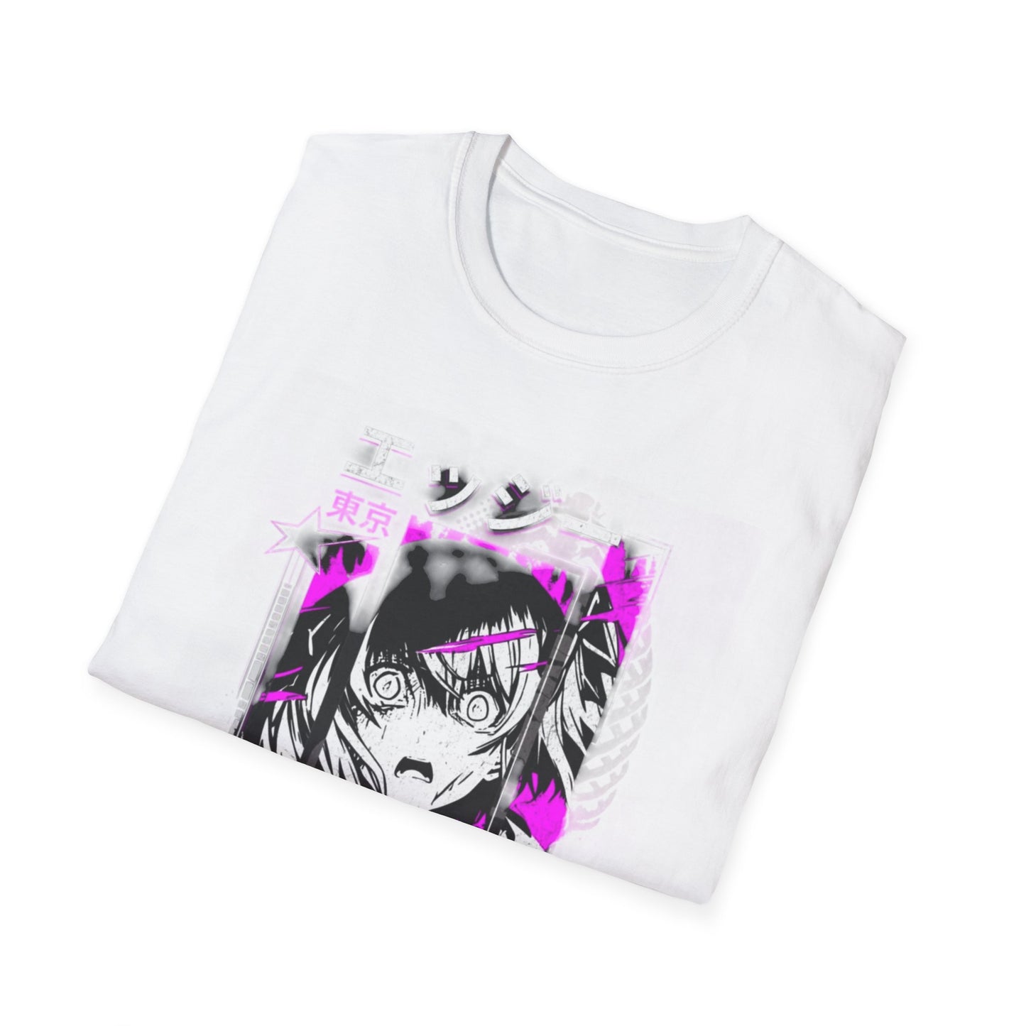 Anime Graphic T-Shirt, Unisex Softstyle Tee, Casual Wear, Gift for Anime Lovers, Cool Streetwear, Manga Inspired Apparel