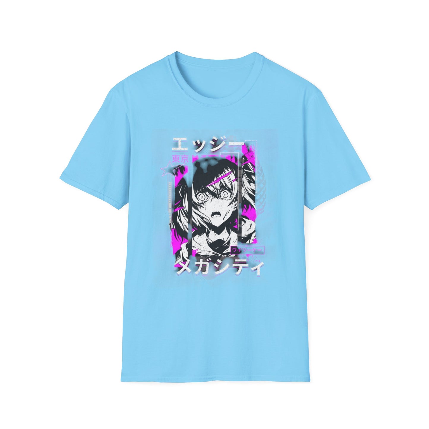 Anime Graphic T-Shirt, Unisex Softstyle Tee, Casual Wear, Gift for Anime Lovers, Cool Streetwear, Manga Inspired Apparel