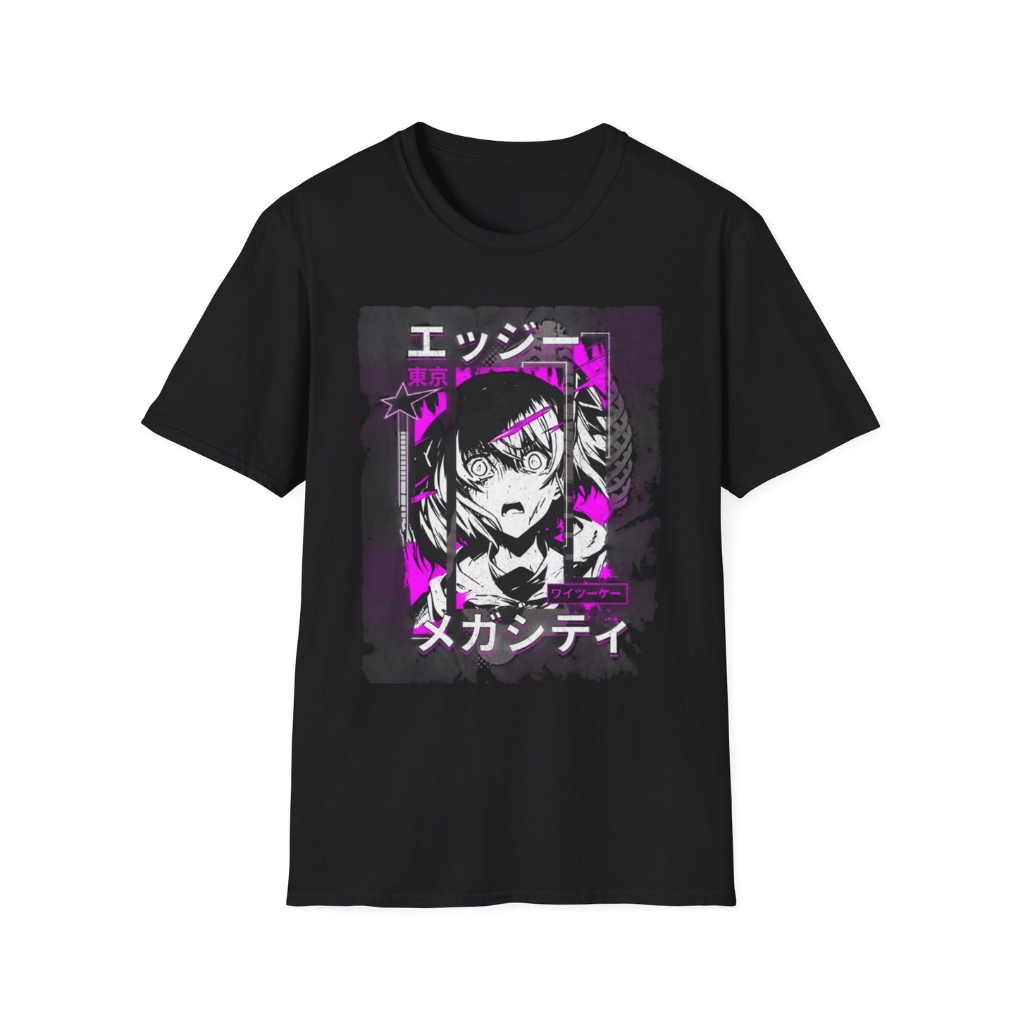 Anime Graphic T-Shirt, Unisex Softstyle Tee, Casual Wear, Gift for Anime Lovers, Cool Streetwear, Manga Inspired Apparel