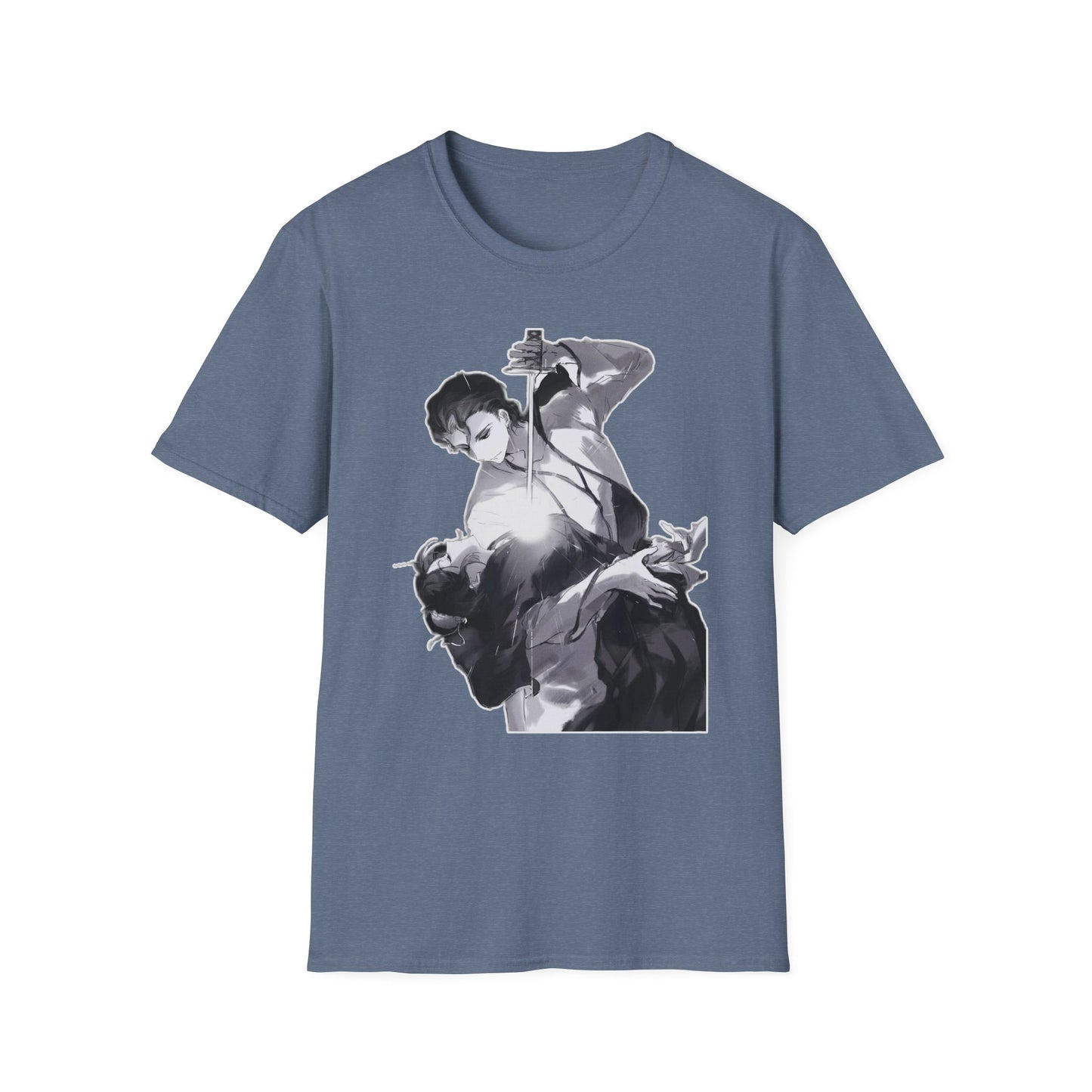 Artistic Unisex bleach 4 Softstyle T-Shirt with Dramatic Black & White Design, Casual Wear, Gift for Art Lovers, Streetwear, Everyday Comfort