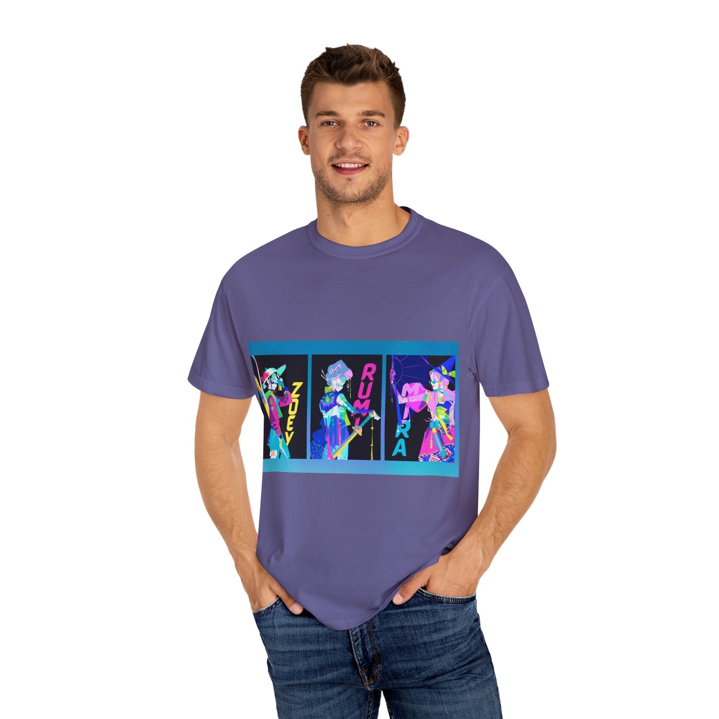 Anime-Inspired kpop Garment-Dyed T-shirt, Graphic Tee, Unisex Anime Shirt, Casual Wear, Gifts for Anime Lovers