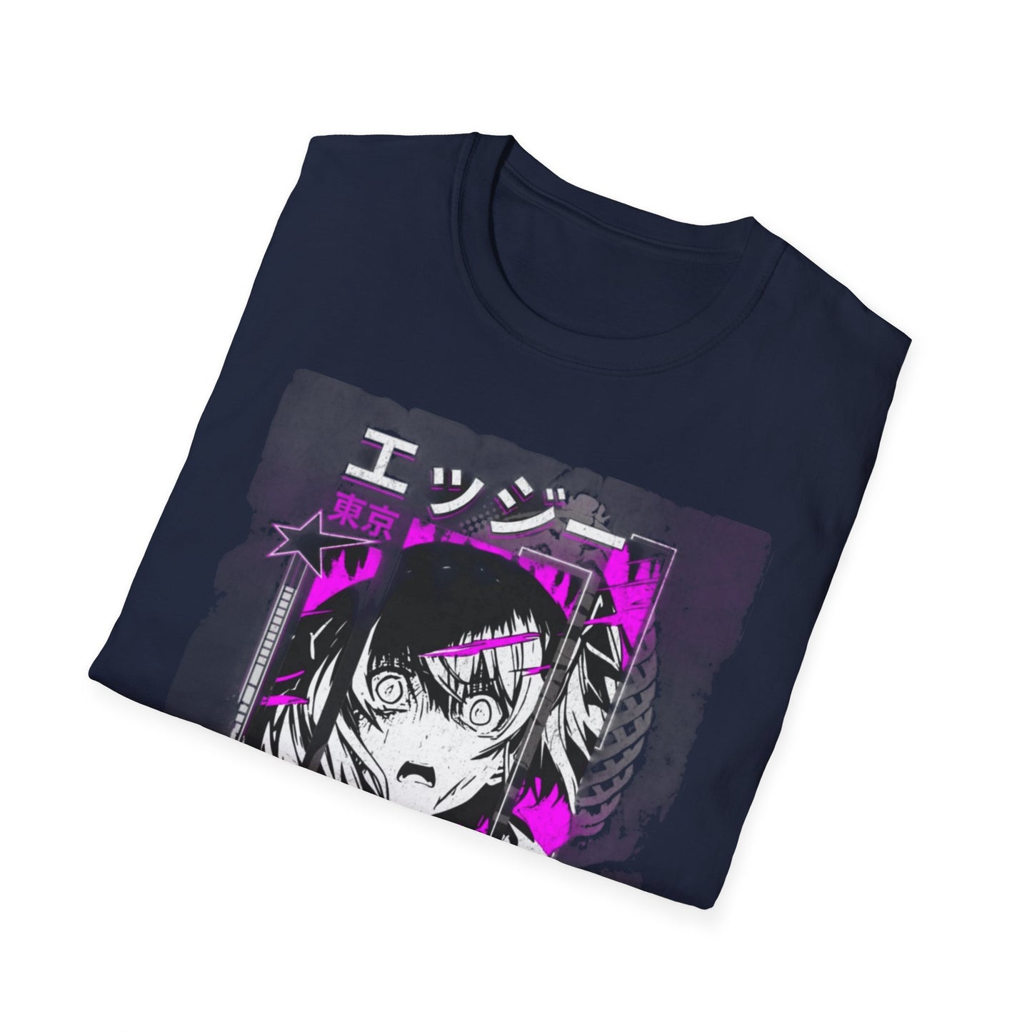 Anime Graphic T-Shirt, Unisex Softstyle Tee, Casual Wear, Gift for Anime Lovers, Cool Streetwear, Manga Inspired Apparel