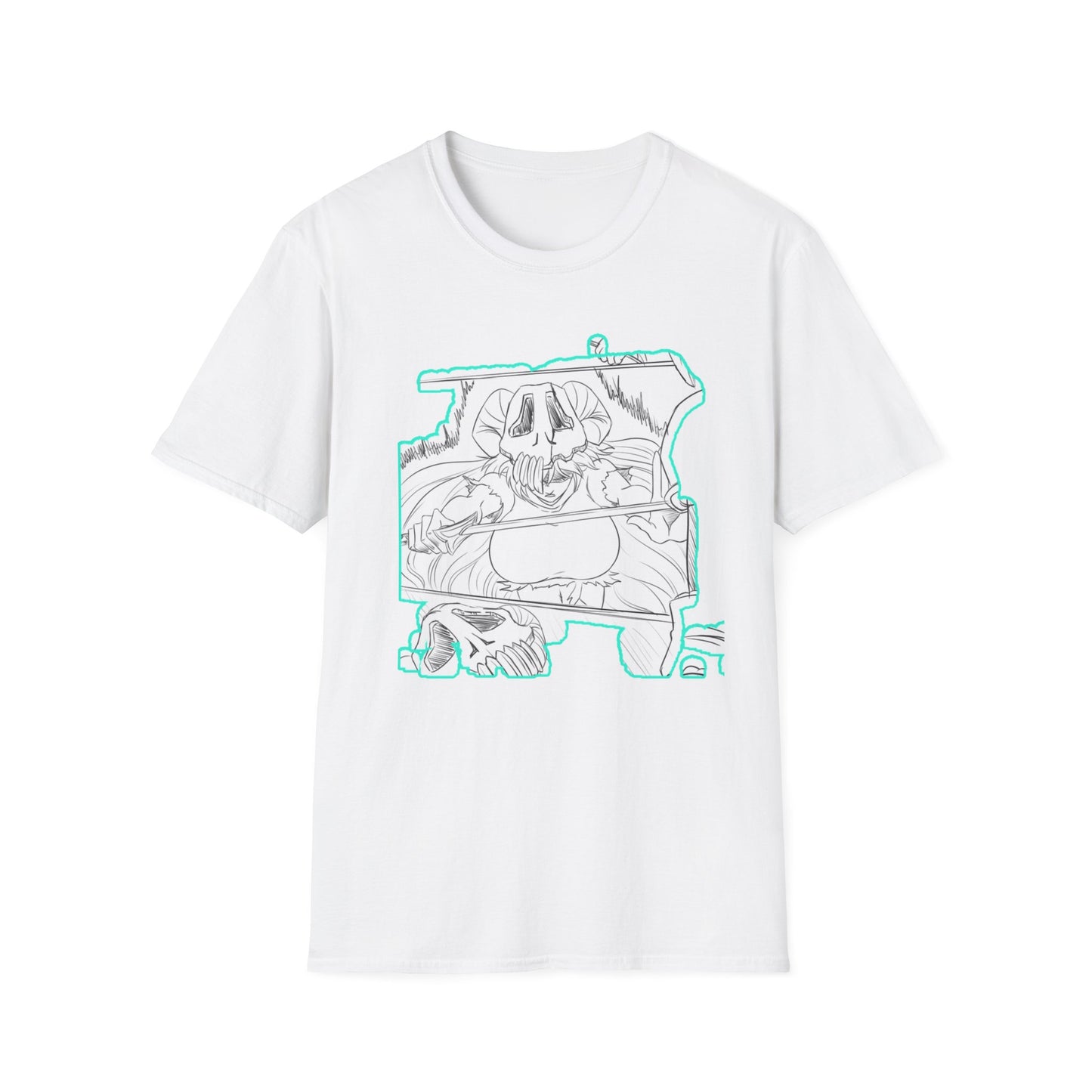 Chill Vibes Graphic bleach 6 Tee - Skeleton Art Design, Unisex Softstyle T-Shirt for Casual Wear, Gift for Horror Fans, Cool Summer Shirt