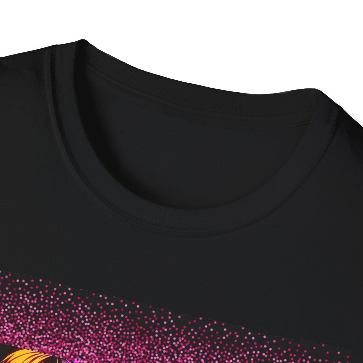 Dn Vibrant Graphic Tee: Unisex Softstyle T-Shirt, Retro Art Shirt, Casual Wear, Gift for Anime Lovers, Statement T-Shirt