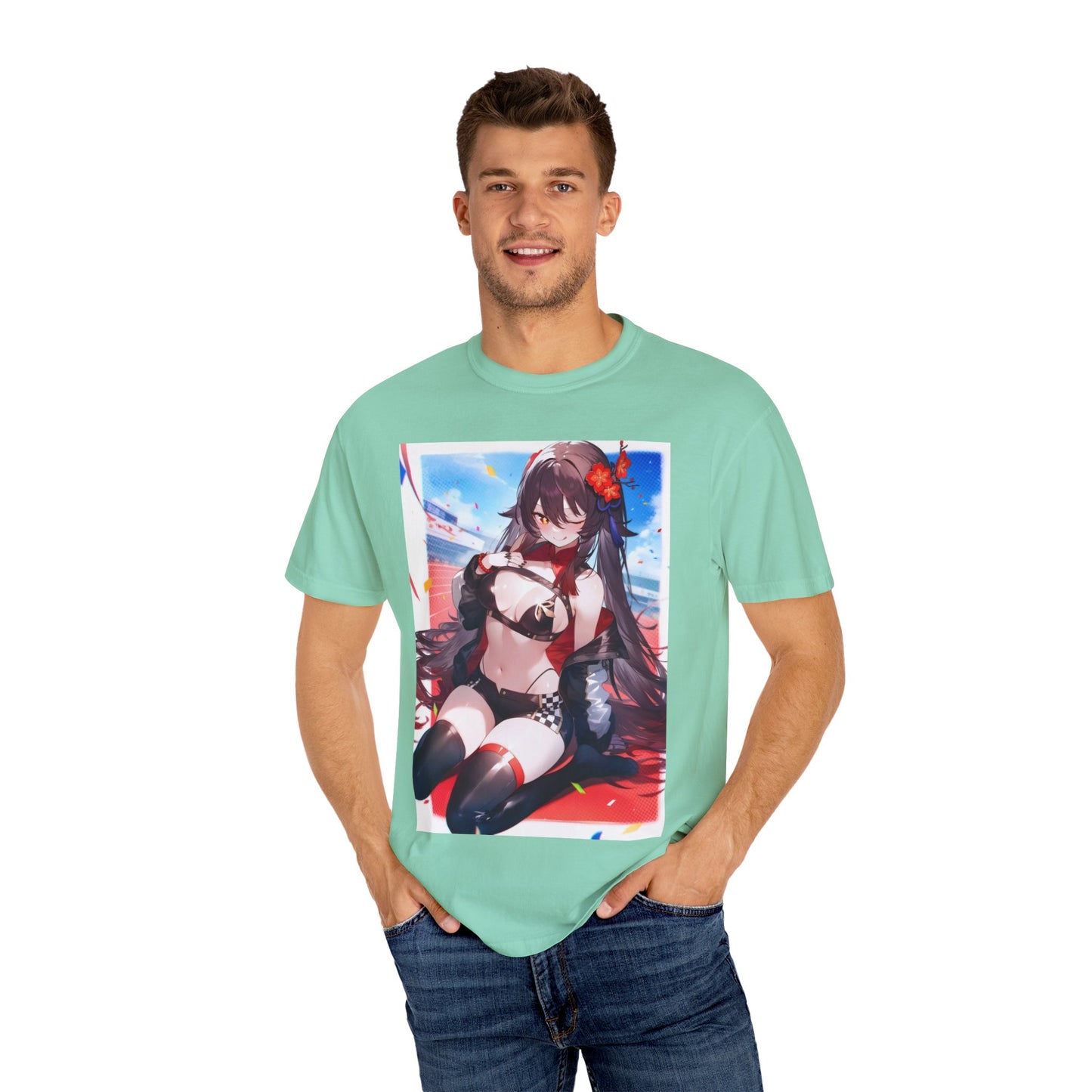 Anime-Inspired lewd type Garment-Dyed T-shirt, Perfect for Anime Fans, Casual Wear, Gift for Holidays, Unique Streetwear Look, Comfortable Summer Tee