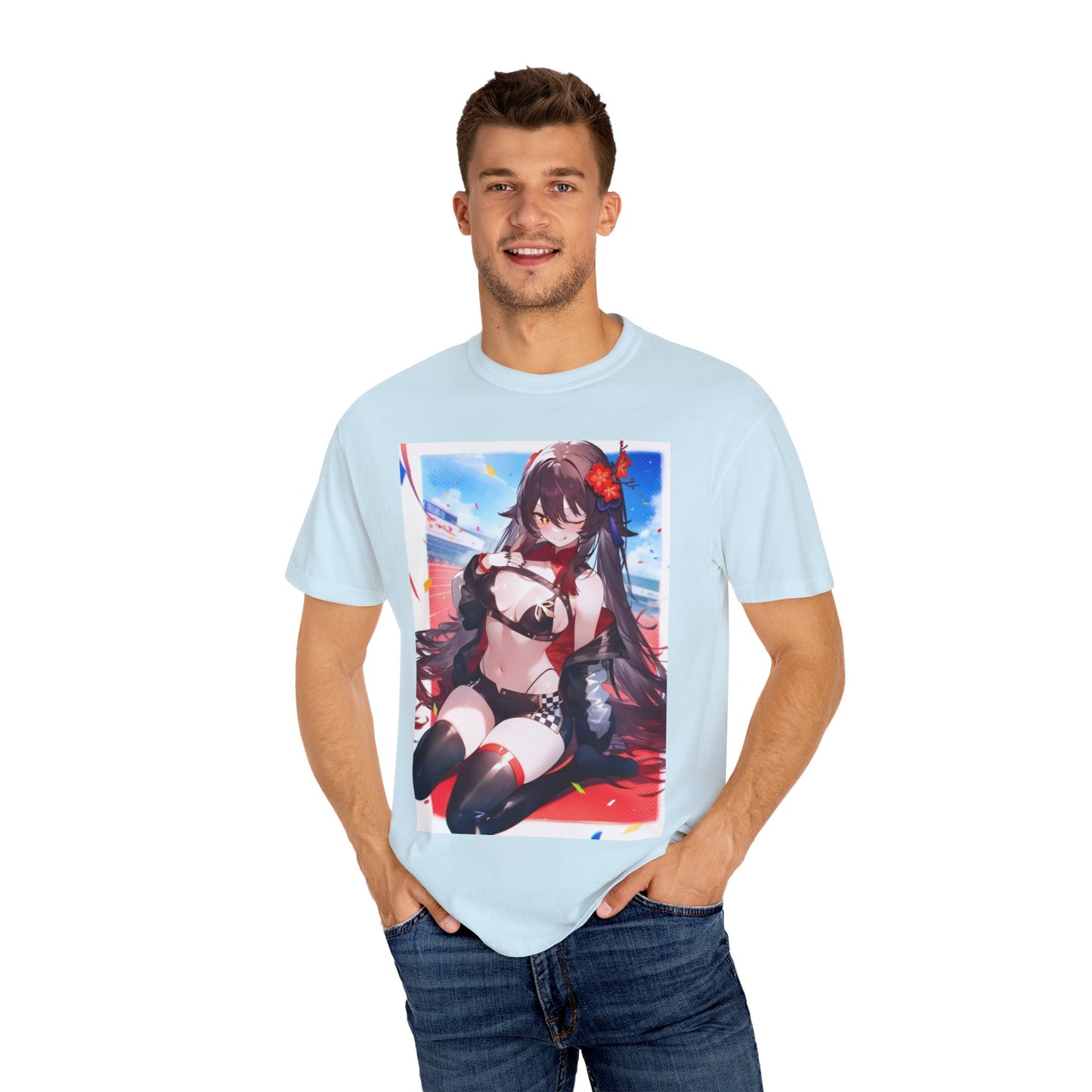 Anime-Inspired lewd type Garment-Dyed T-shirt, Perfect for Anime Fans, Casual Wear, Gift for Holidays, Unique Streetwear Look, Comfortable Summer Tee