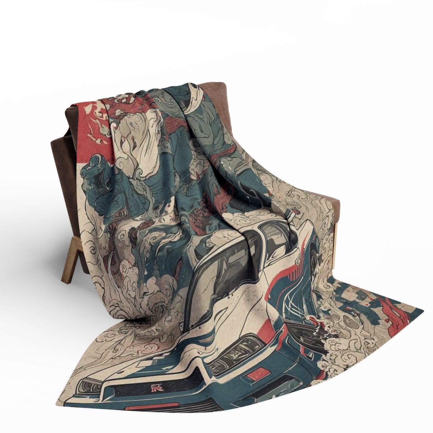 Arctic Fleece Blanket with Bold Car and Monster Design, Cozy Throw for Car Lovers, Unique Gift for Birthdays, Home Decor, Movie Nights