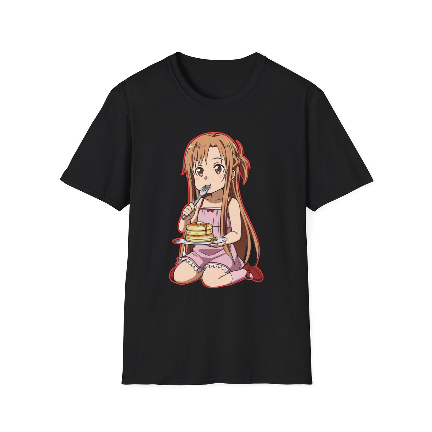 Anime Character Pancakes sao Unisex Softstyle T-Shirt, Cute Graphic Tee, Gift for Fans, Casual Wear, Cosplay Event