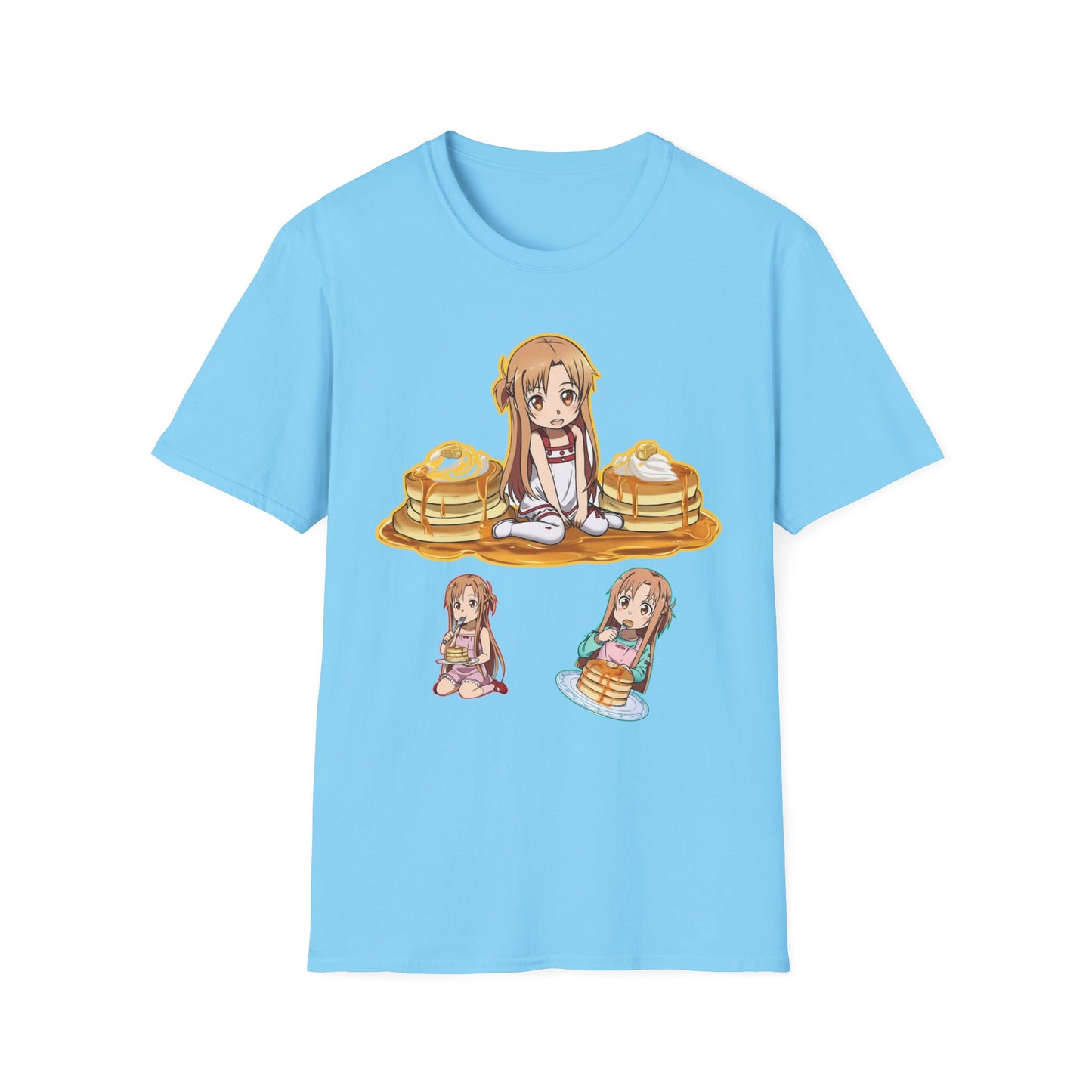 Cute Pancake Anime sao 2 T-Shirt, Fun Casual Wear, Kawaii Gift, Food Lover Style, Unique Graphic Tee, Perfect for Everyday Comfort