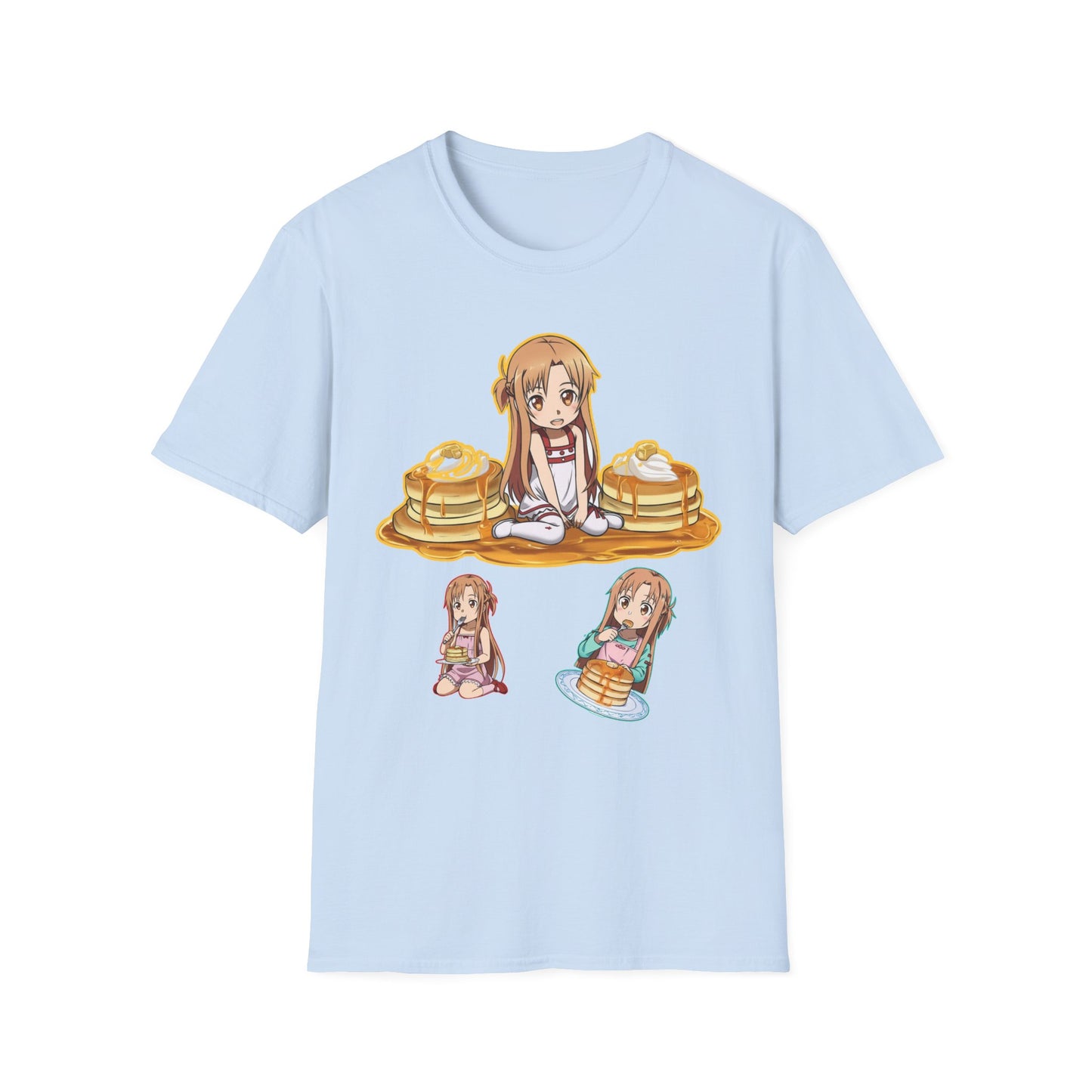 Cute Pancake Anime sao 2 T-Shirt, Fun Casual Wear, Kawaii Gift, Food Lover Style, Unique Graphic Tee, Perfect for Everyday Comfort