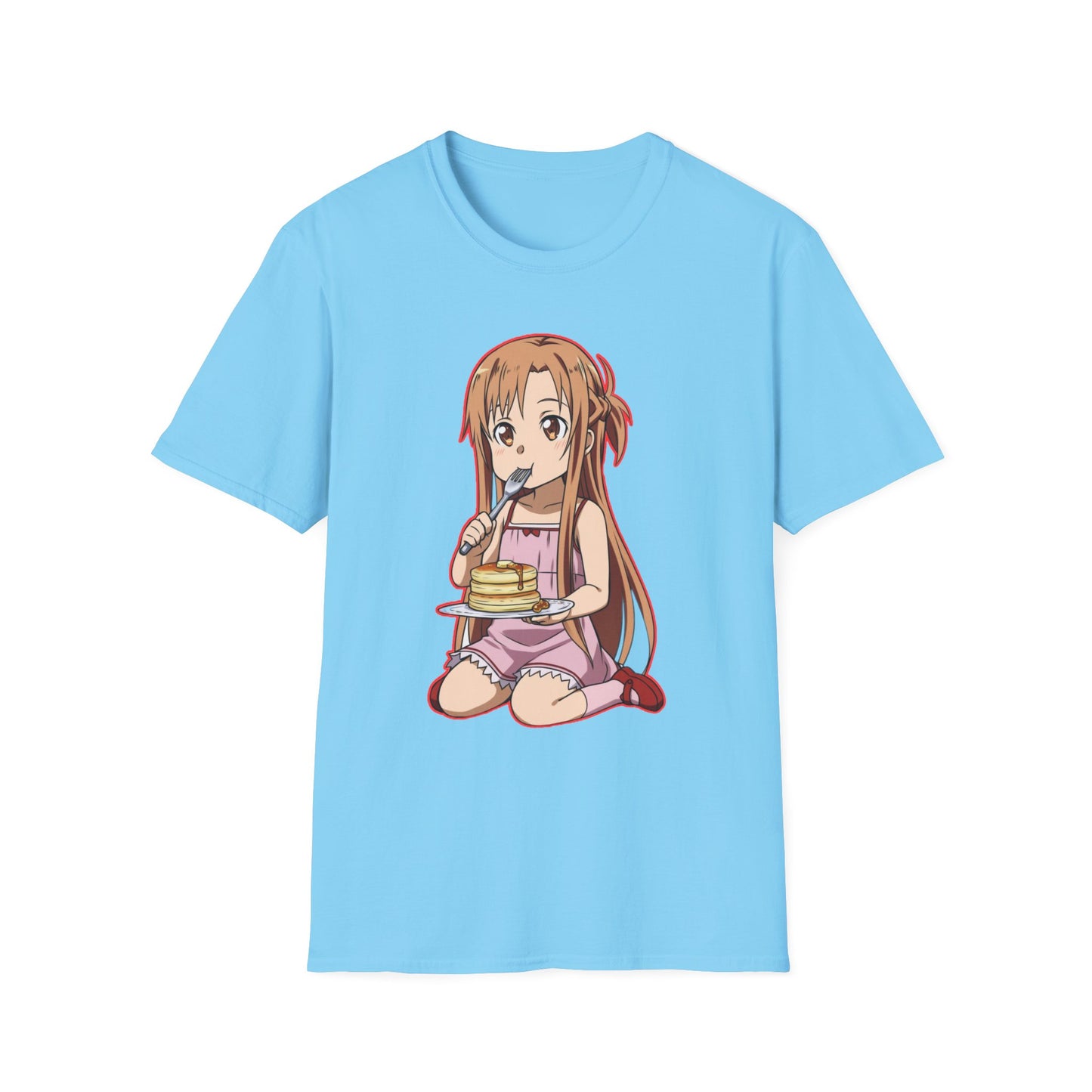 Anime Character Pancakes sao Unisex Softstyle T-Shirt, Cute Graphic Tee, Gift for Fans, Casual Wear, Cosplay Event