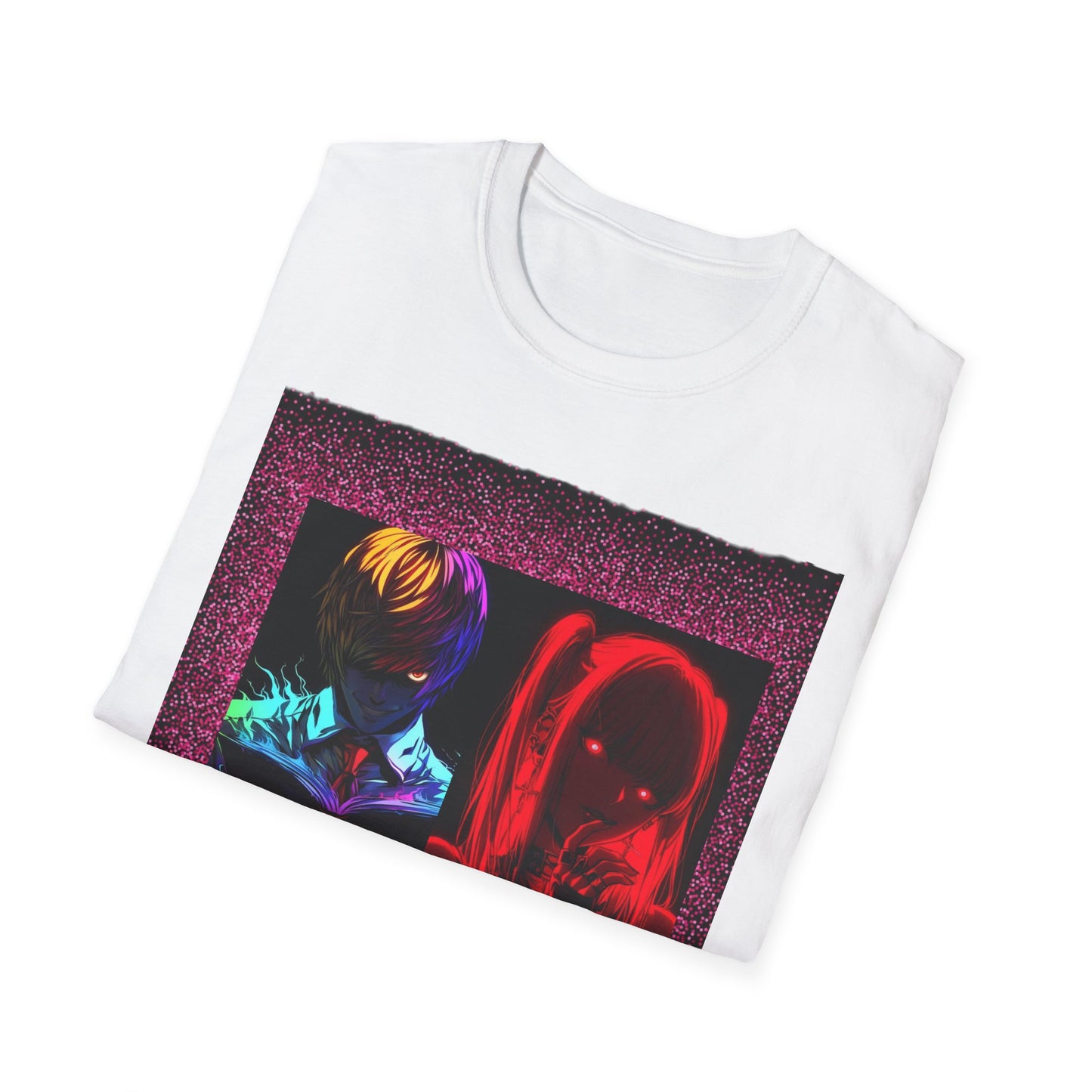 Dn Vibrant Graphic Tee: Unisex Softstyle T-Shirt, Retro Art Shirt, Casual Wear, Gift for Anime Lovers, Statement T-Shirt