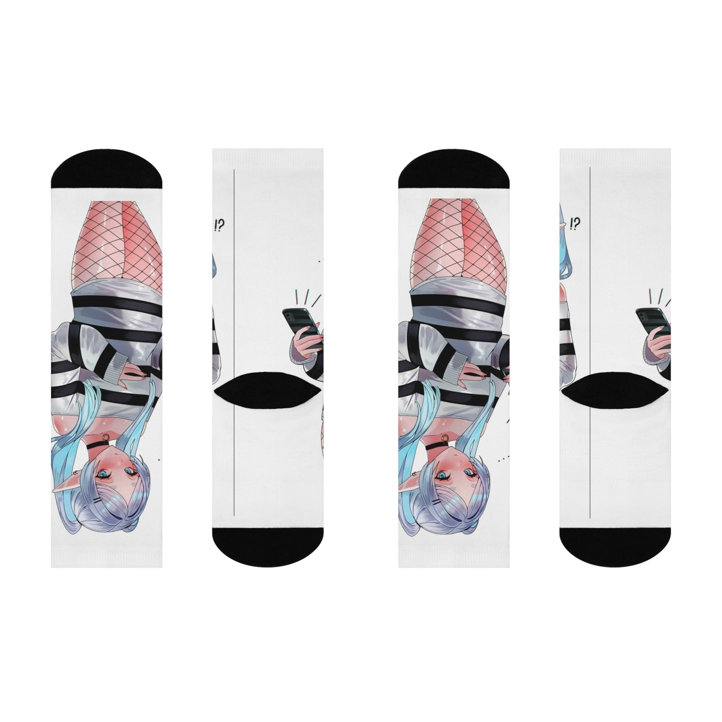 Anime-Inspired Cushioned Crew Socks, Cozy Striped Socks for Casual Wear, Comfortable Gift for Sock Lovers, Unique Fashion Accessory