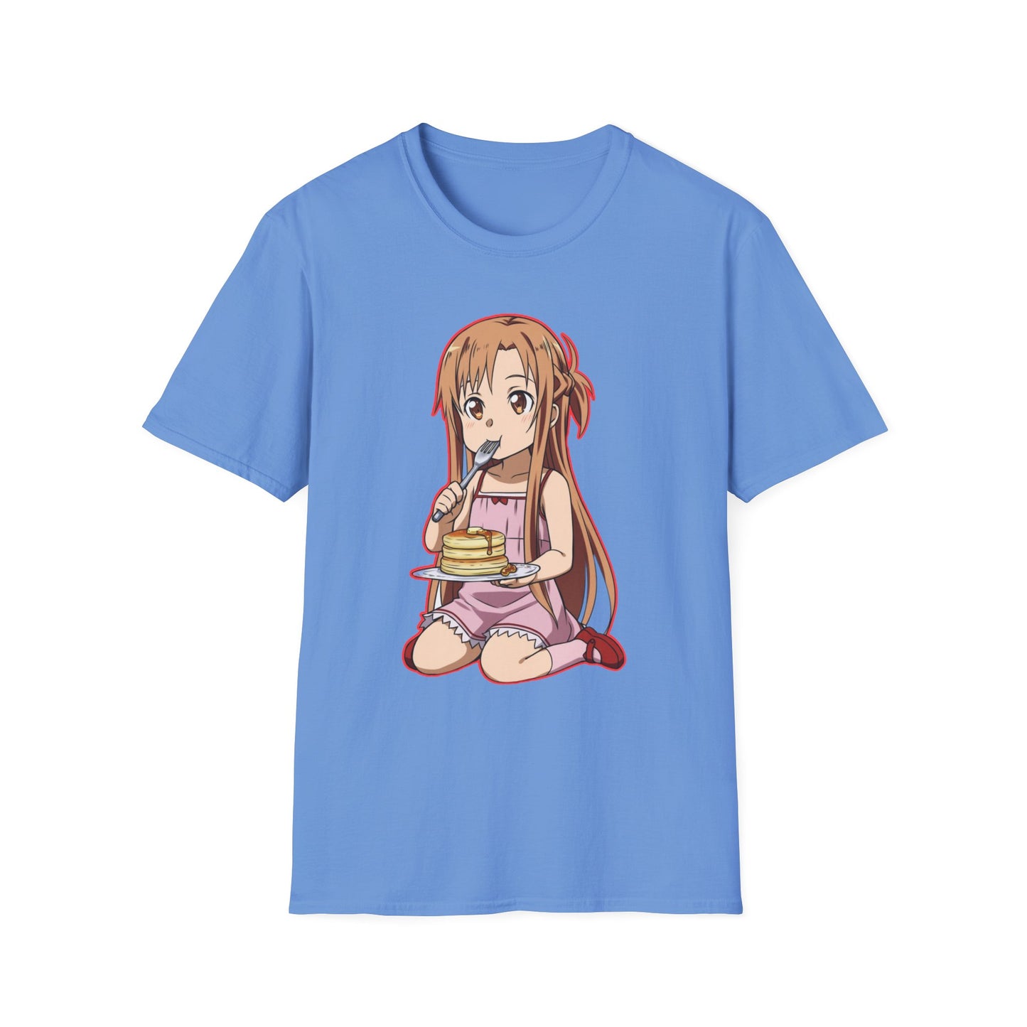 Anime Character Pancakes sao Unisex Softstyle T-Shirt, Cute Graphic Tee, Gift for Fans, Casual Wear, Cosplay Event
