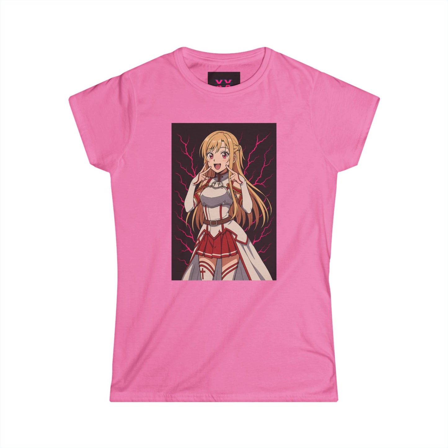Anime-Inspired Women's Softstyle Tee, Casual Graphic Tee, Cute Character Shirt, Gift for Anime Fans, Everyday Wear, Pop Culture Apparel
