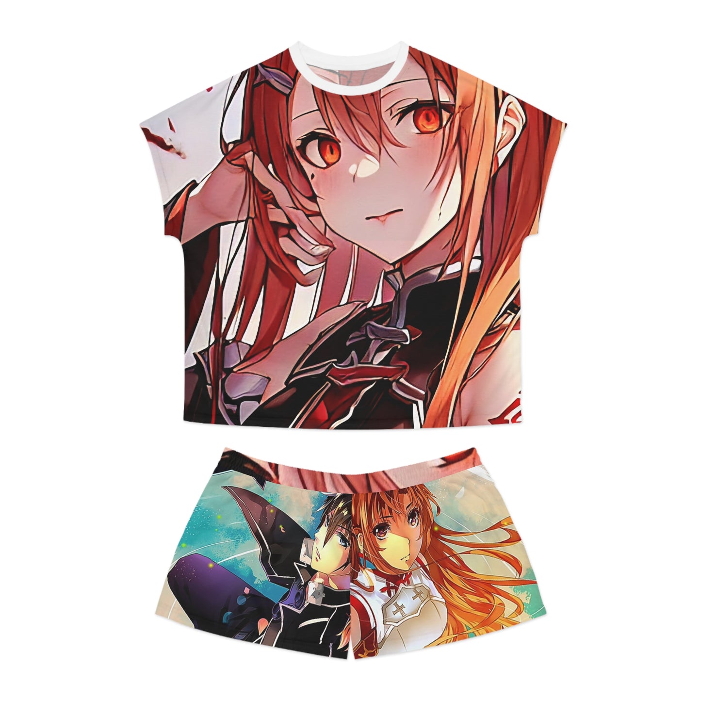 Anime-Inspired sao 1 Women's Pajama Set, Cozy Sleepwear, Short PJs, Perfect for Gifts, Relaxing Nights, Casual Loungewear, Fantasy Theme