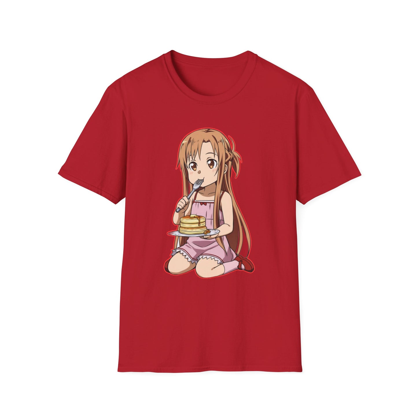 Anime Character Pancakes sao Unisex Softstyle T-Shirt, Cute Graphic Tee, Gift for Fans, Casual Wear, Cosplay Event