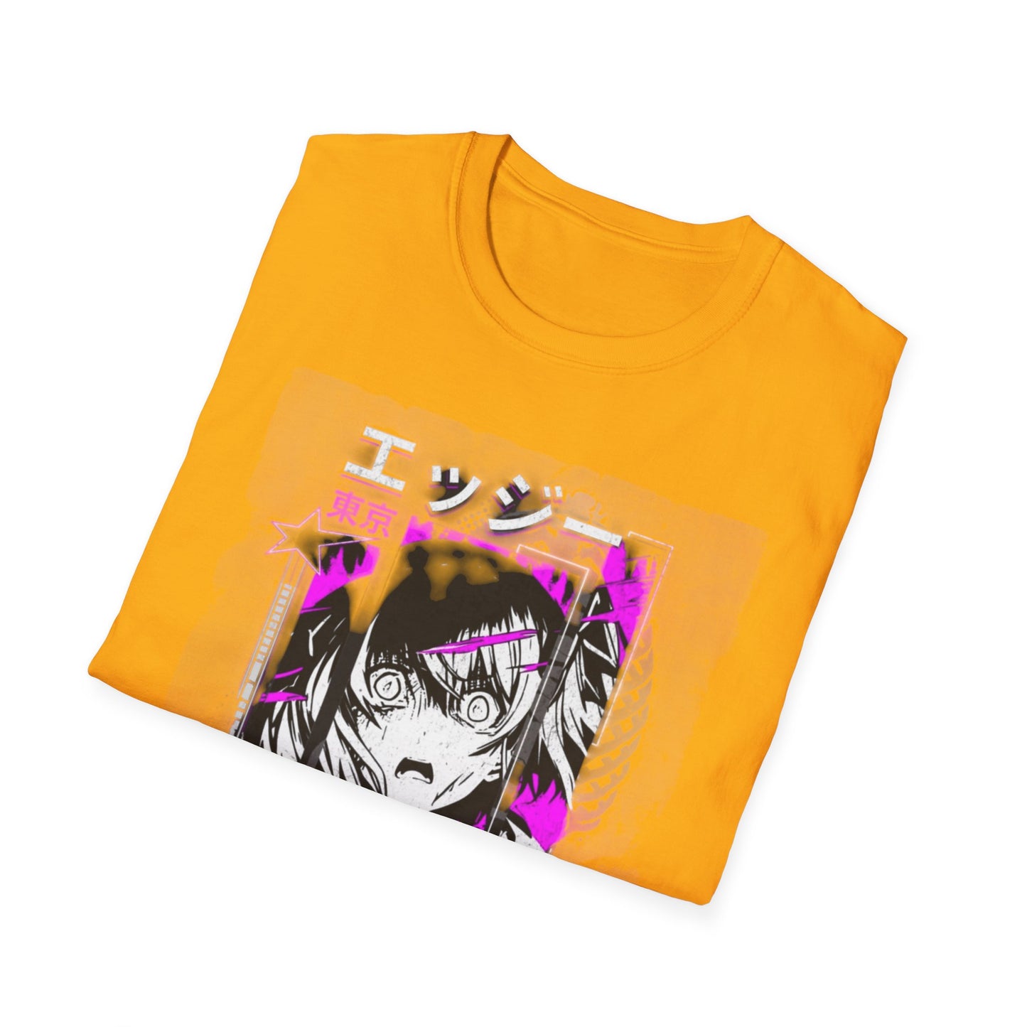 Anime Graphic T-Shirt, Unisex Softstyle Tee, Casual Wear, Gift for Anime Lovers, Cool Streetwear, Manga Inspired Apparel