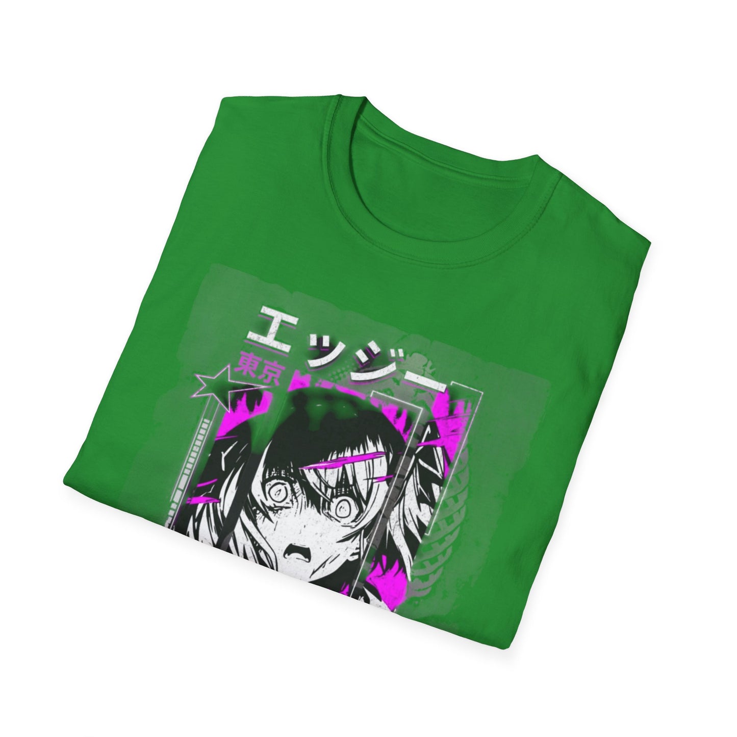 Anime Graphic T-Shirt, Unisex Softstyle Tee, Casual Wear, Gift for Anime Lovers, Cool Streetwear, Manga Inspired Apparel
