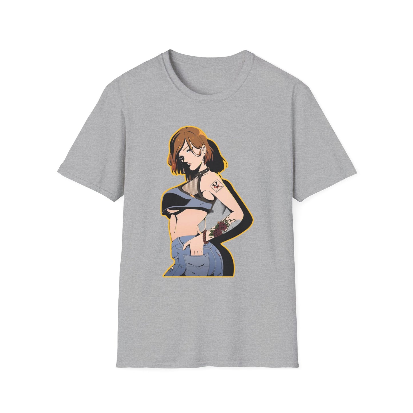 Chic Graphic one piece T-Shirt for Trendy Fashionistas, Unisex Softstyle Tee, Anime Art Apparel, Perfect Gift for Birthdays and Casual Outings