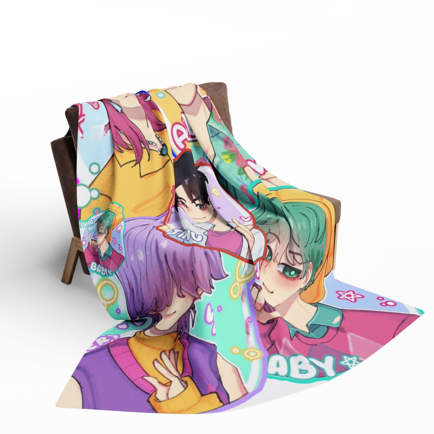 Anime-Inspired kpop boys Fleece Blanket, Cozy Throw Blanket, Personalized Gift, Home Decor, Unique Anime Blanket