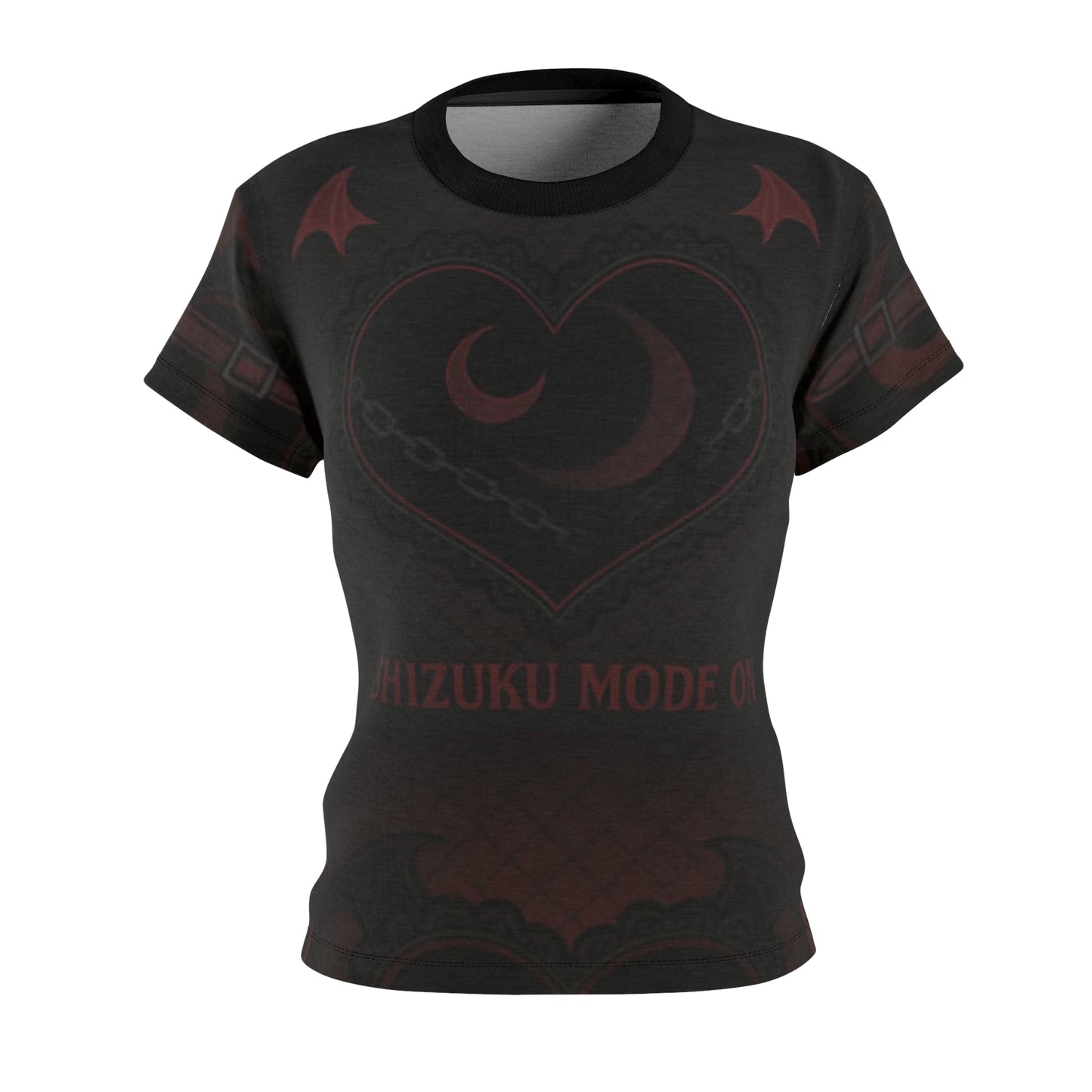 Gothic Heart Print Tee, Women's Cut & Sew Shirt, Alternative Fashion Tee, Unique Graphic Top, Casual Style, Edgy Outfit