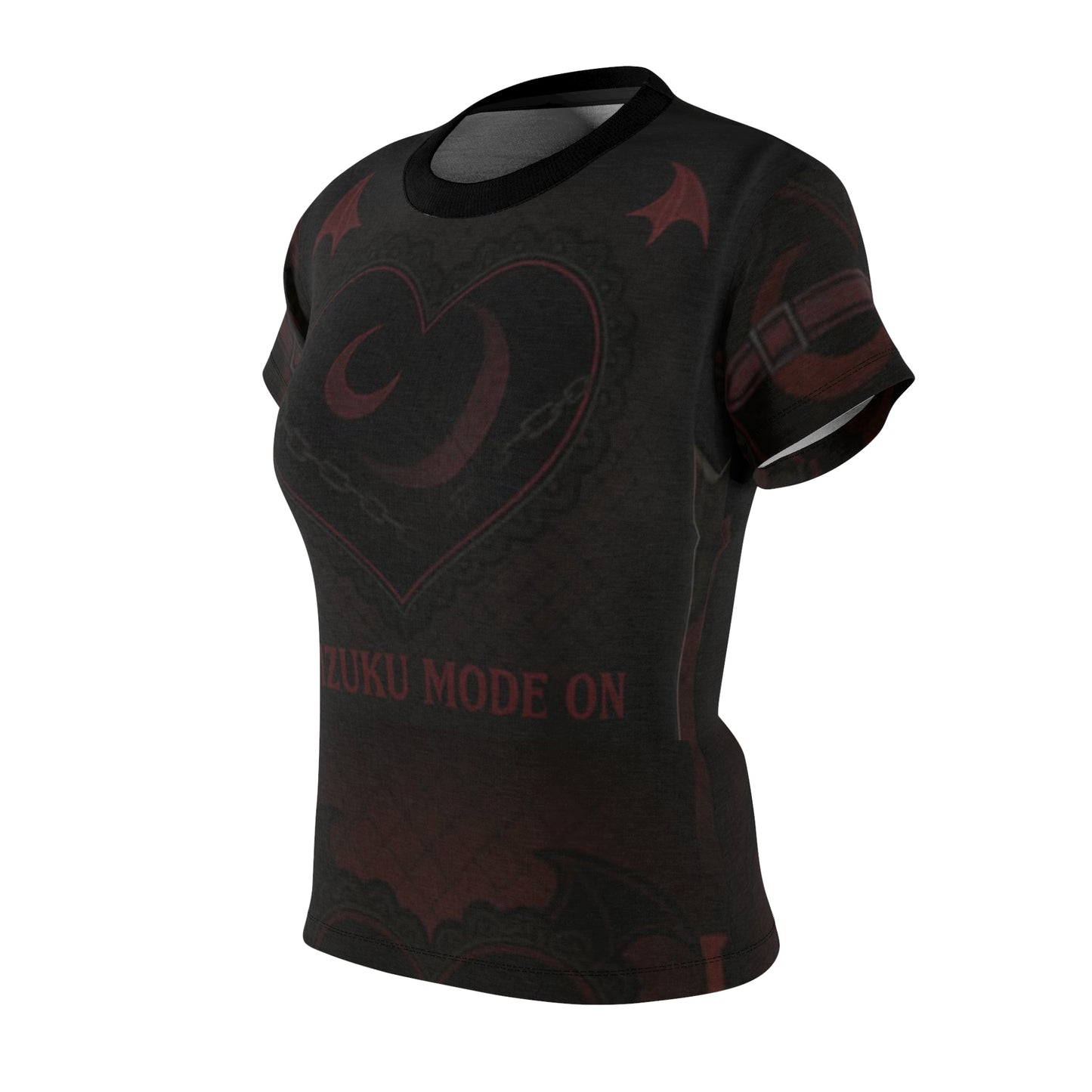 Gothic Heart Print Tee, Women's Cut & Sew Shirt, Alternative Fashion Tee, Unique Graphic Top, Casual Style, Edgy Outfit