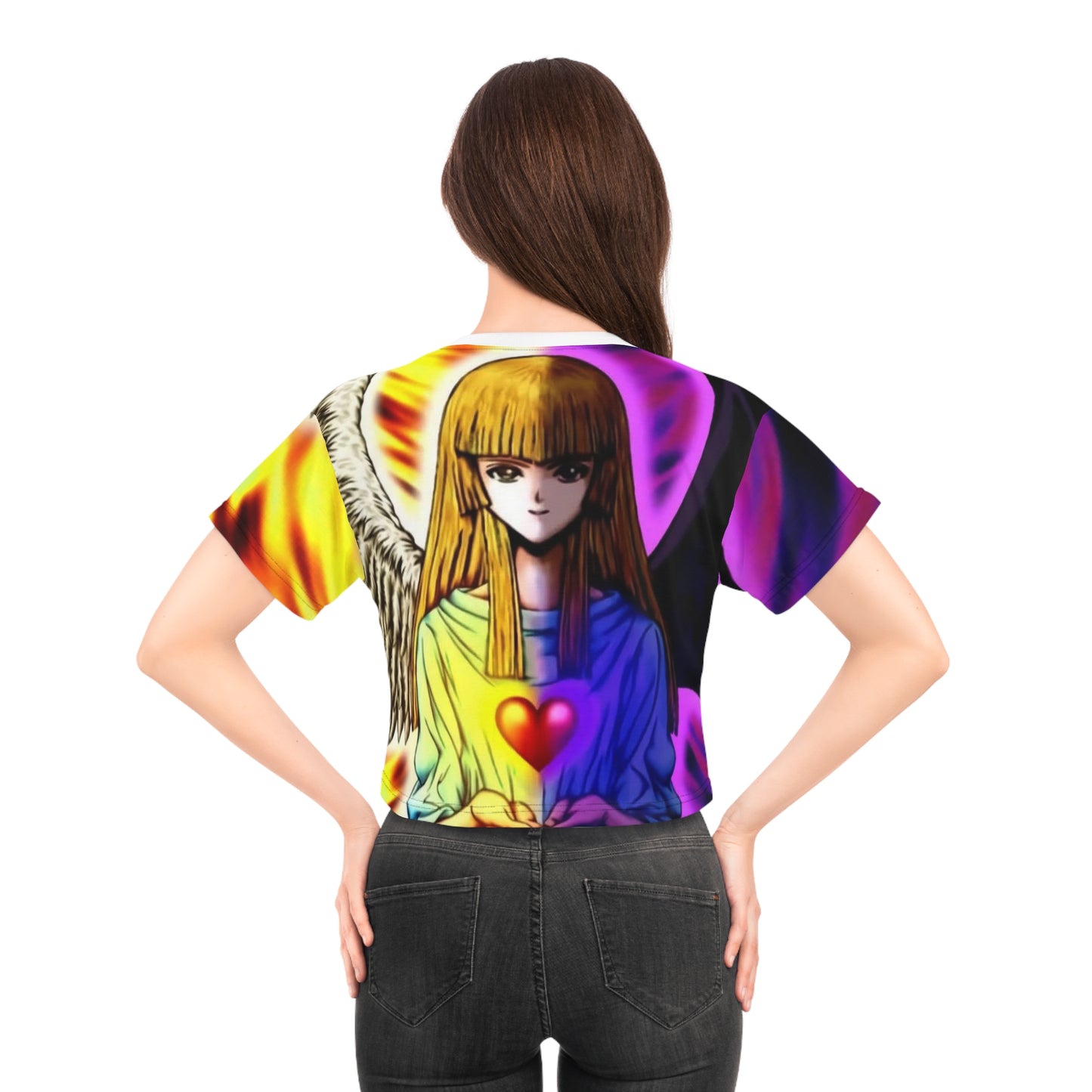 Angel Wings ygo Crop Tee, Spiritual Crop Top, Anime Aesthetic Shirt, Gift for Her, Festival Fashion, Cute Casual Wear