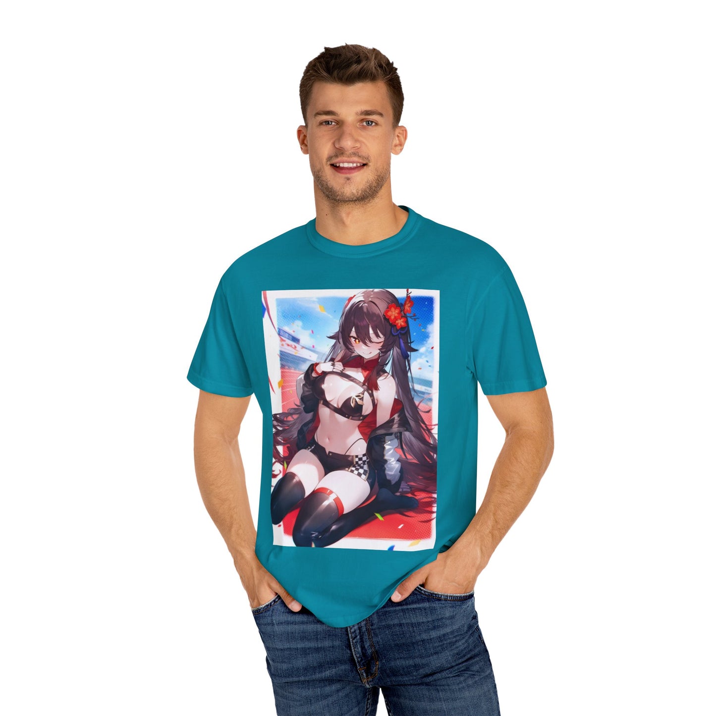 Anime-Inspired lewd type Garment-Dyed T-shirt, Perfect for Anime Fans, Casual Wear, Gift for Holidays, Unique Streetwear Look, Comfortable Summer Tee